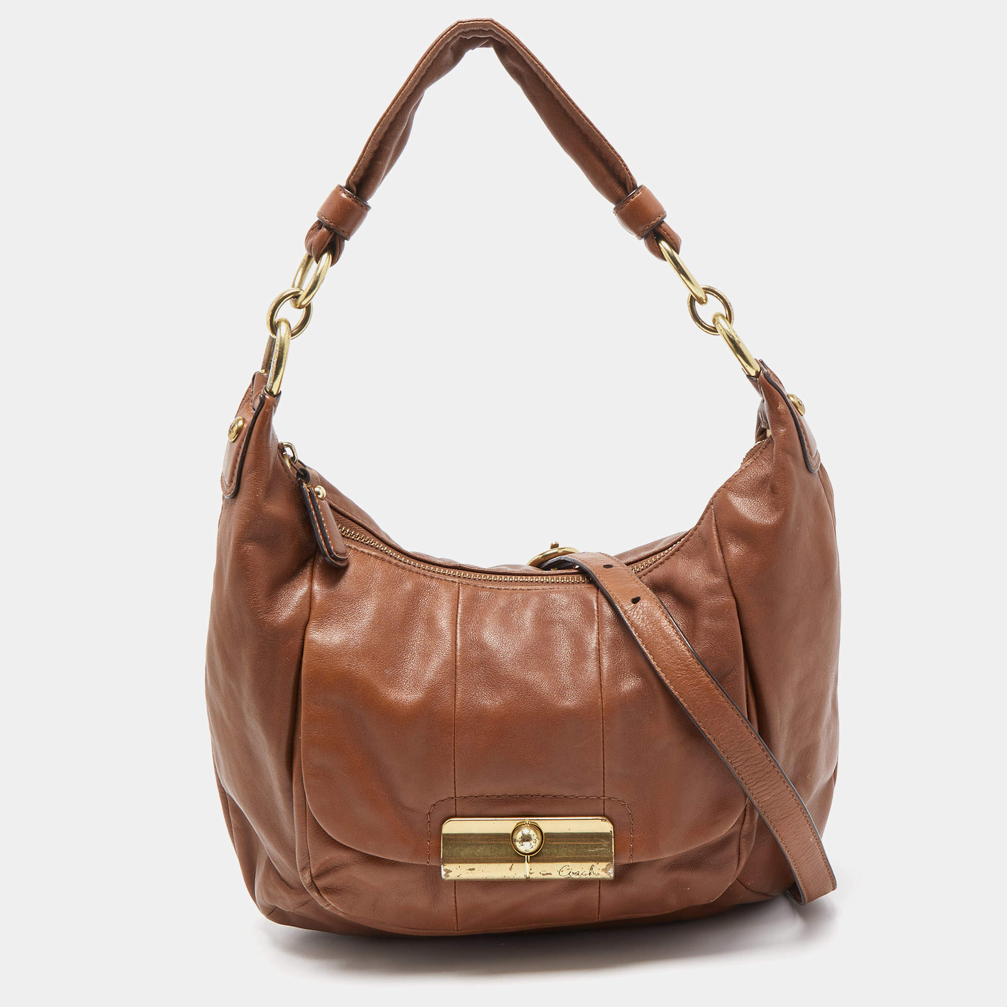 Coach Kristen Hobo Metallic leather offers light Tan