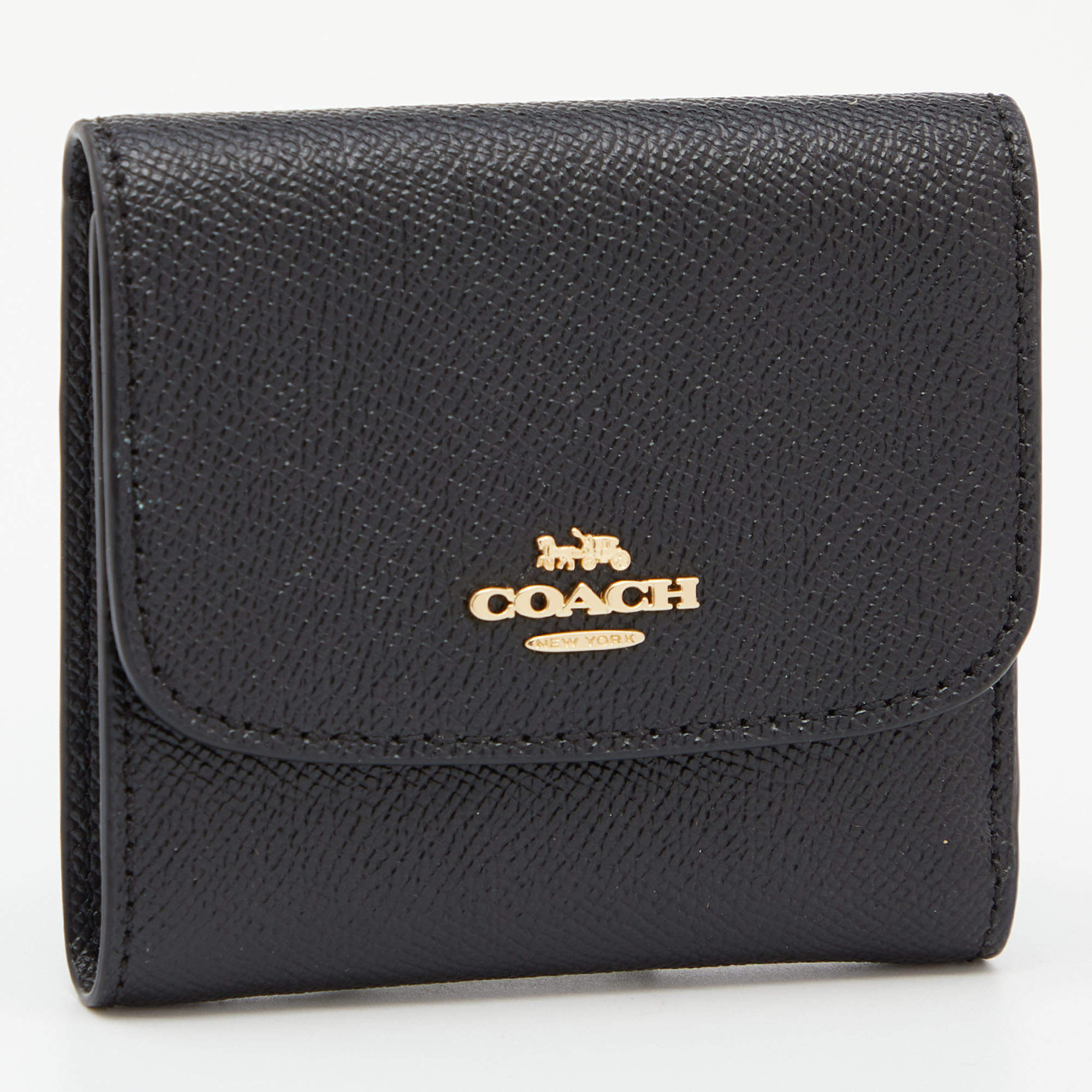 Coach Women's Wallet Leather Card Zipper Black Hand Bag Small Branded