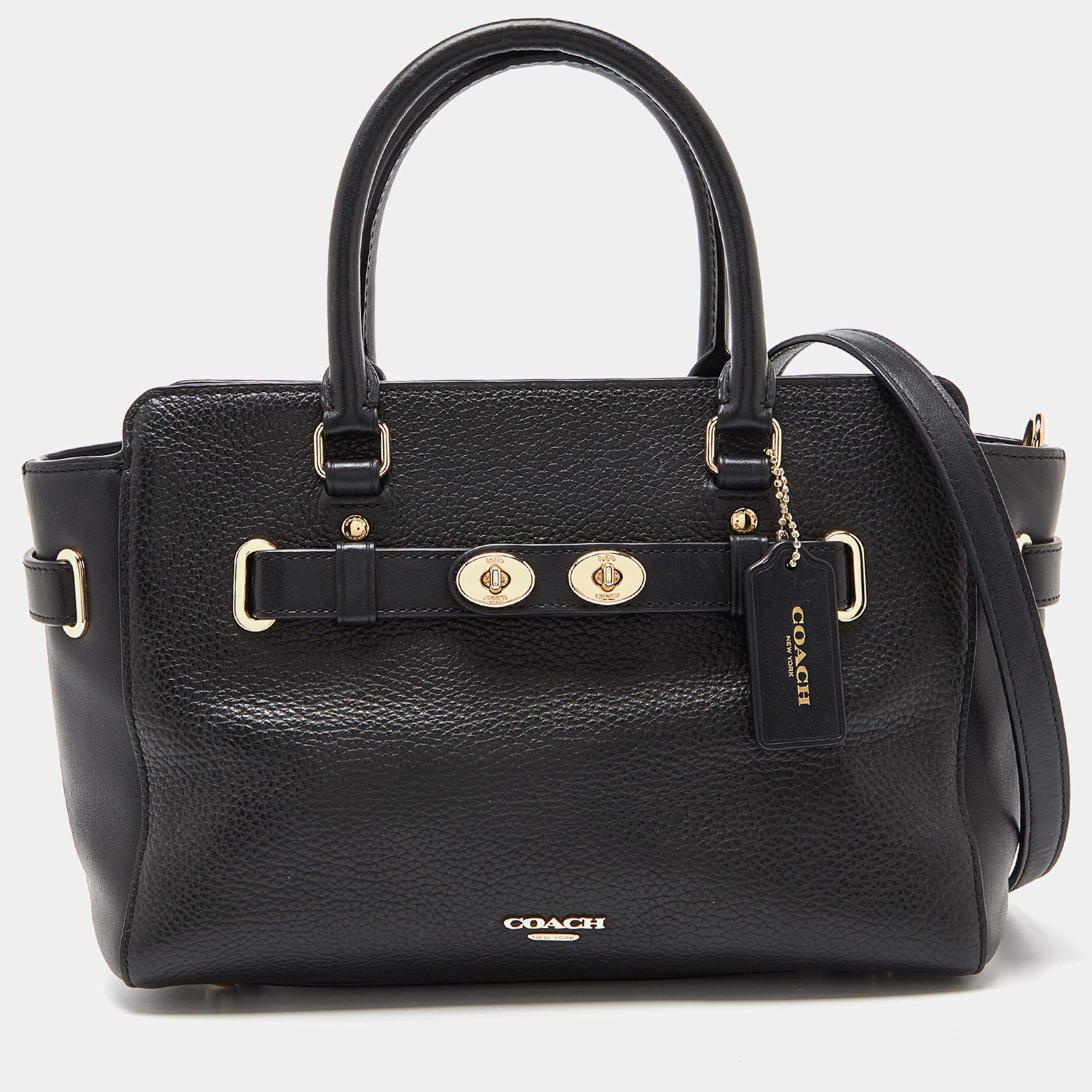 Pre Owned Coach Black Leather Blake 25 Carryall Tote