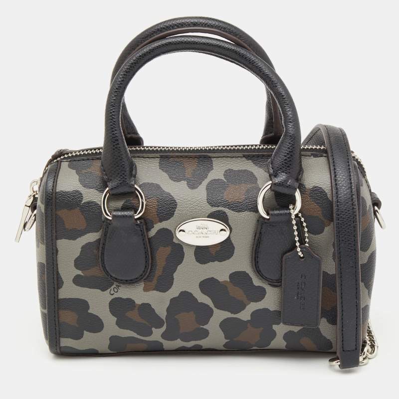 Pre Owned Coach Multicolor Leopard Print Coated Canvas and Leather Baby Bennett Bag