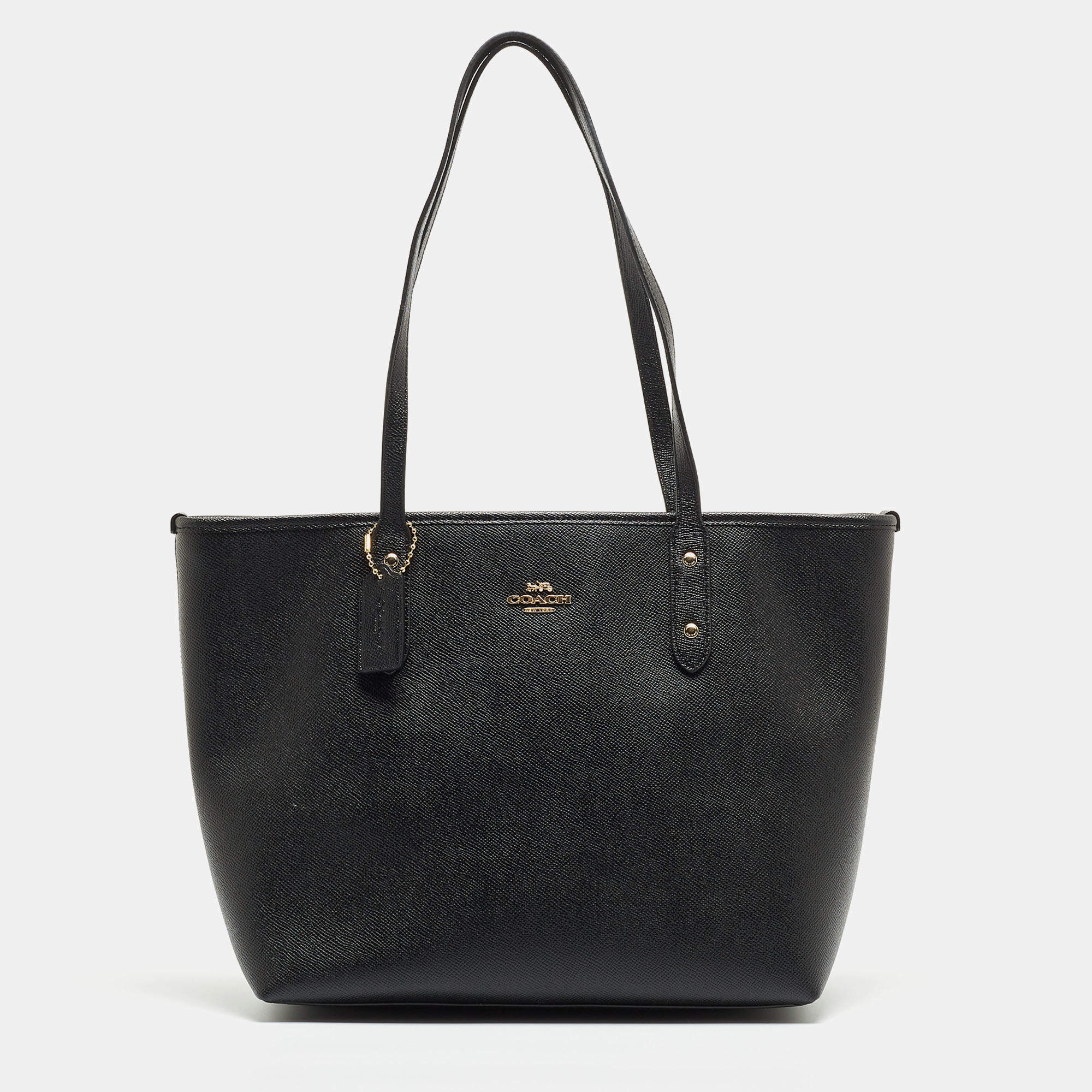 Coach Black Leather City Top Zip Tote