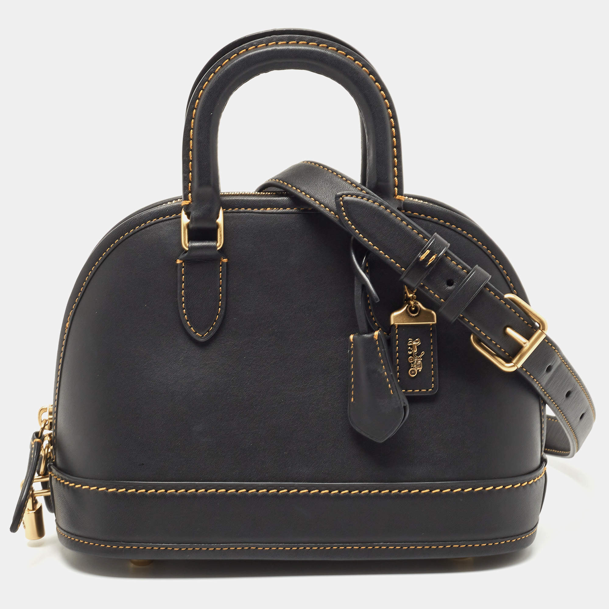Coach Black Leather Revel 24 Satchel