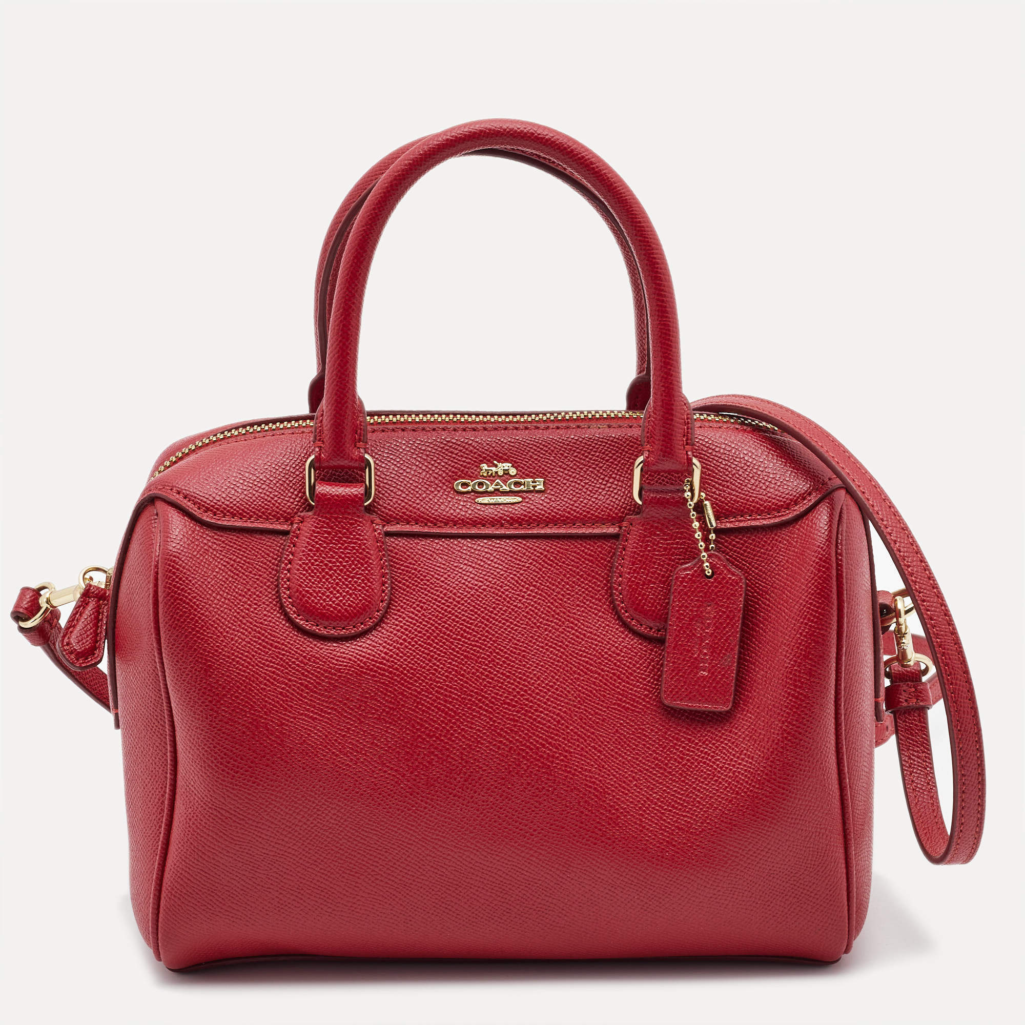 Pre Owned Coach Red Leather Mini Bennett Satchel