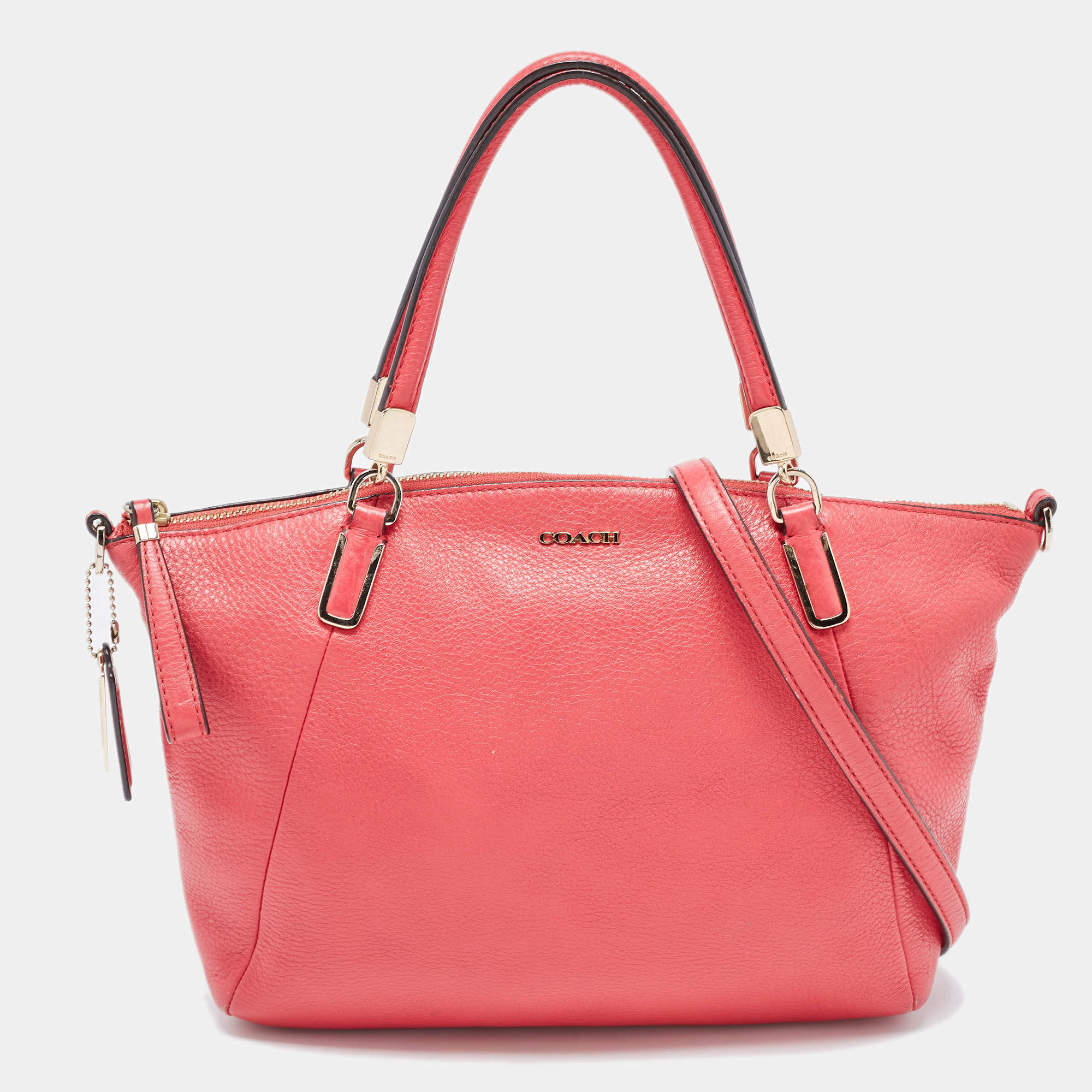 Pre Owned Coach Red Pebbled Leather Prairie Satchel