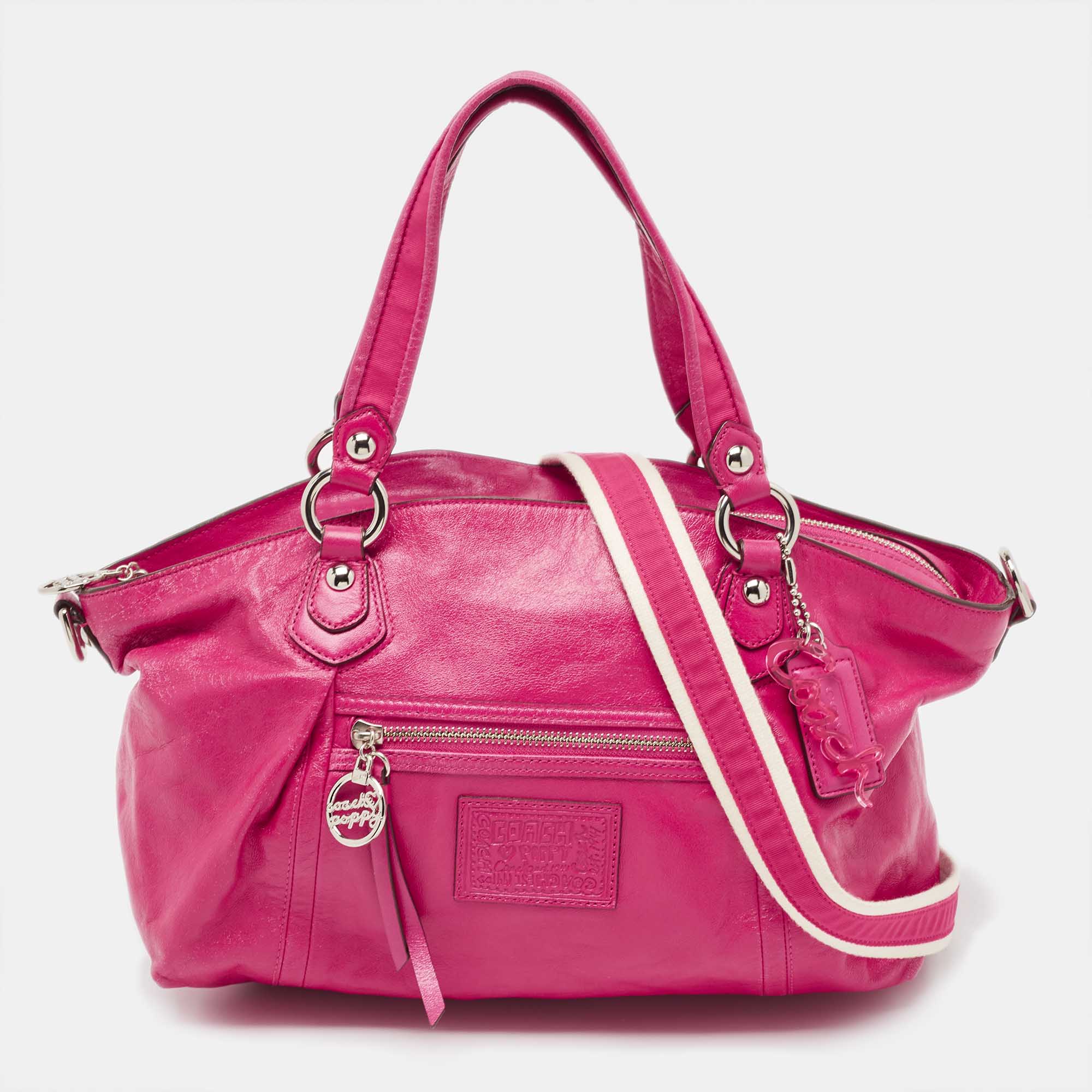 Hot Pink Leather Handbag | ShopStyle