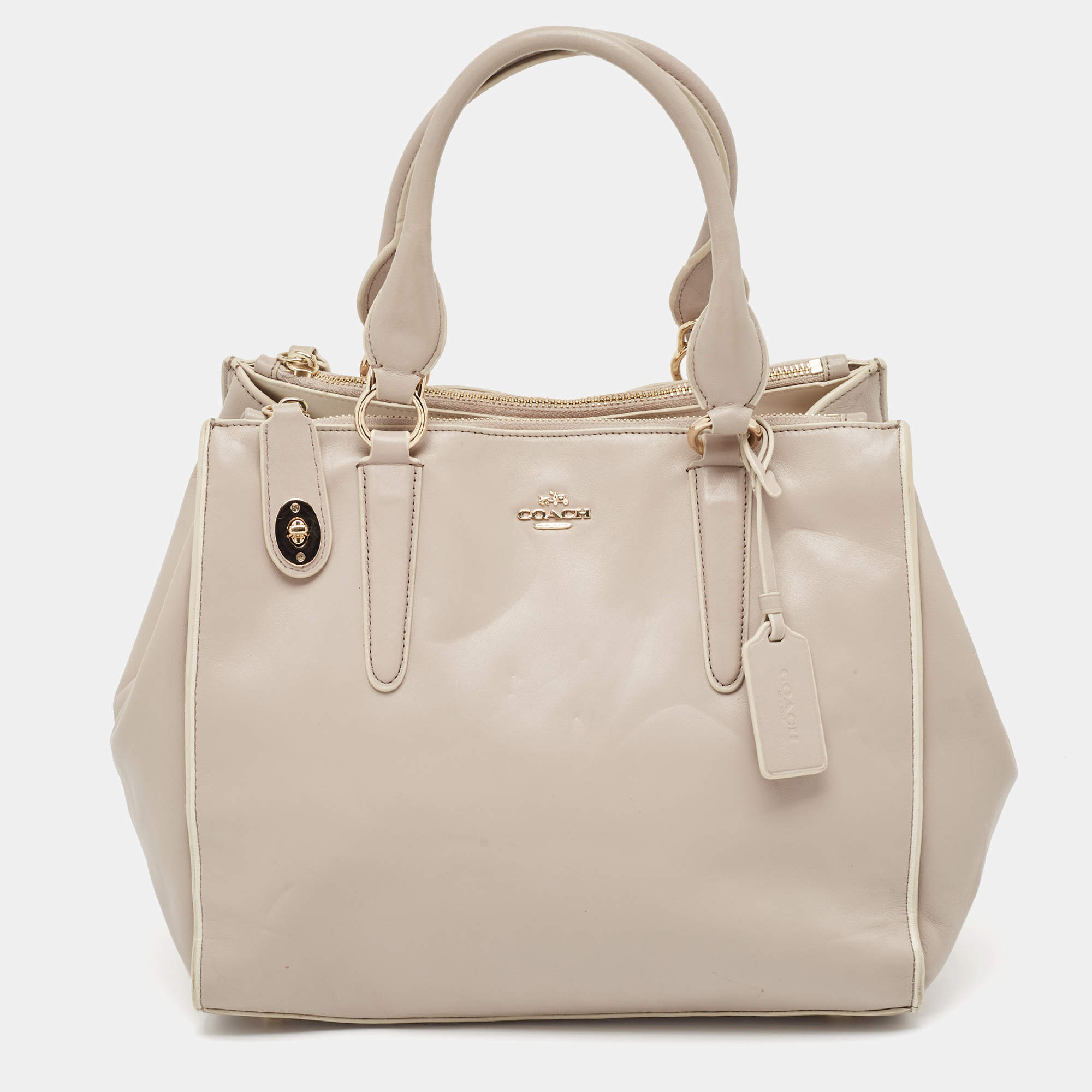 Pre Owned Coach Lilac Leather Crosby Carryall Tote