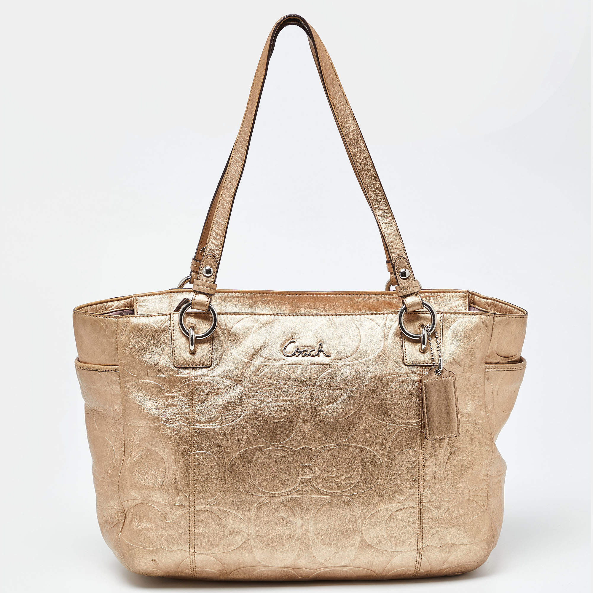 Coach gold best sale tote bag