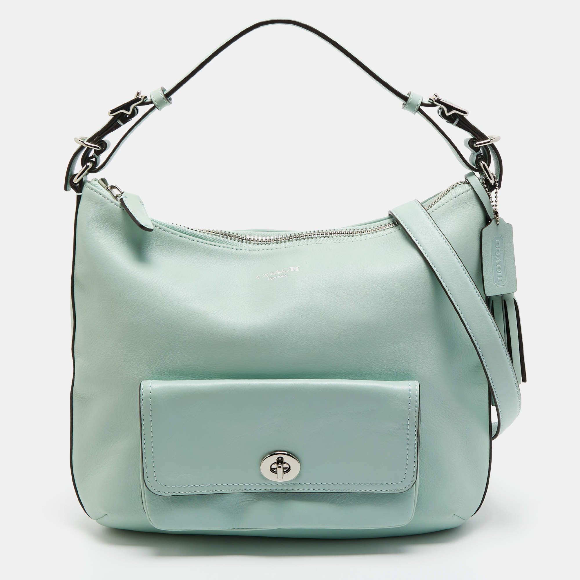 Pre Owned Coach Mint Green Leather Legacy Courtney Hobo