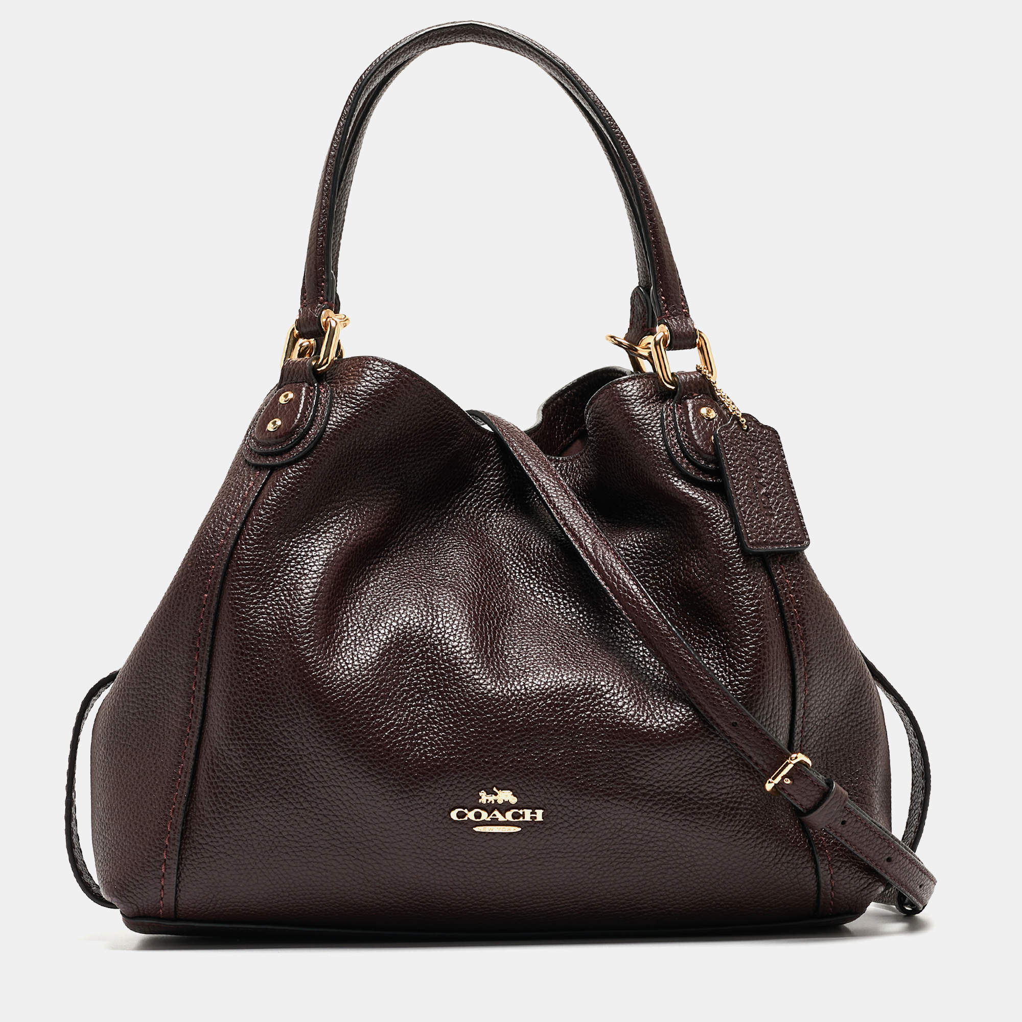 Pre Owned Coach Dark Burgundy Leather Edie Satchel