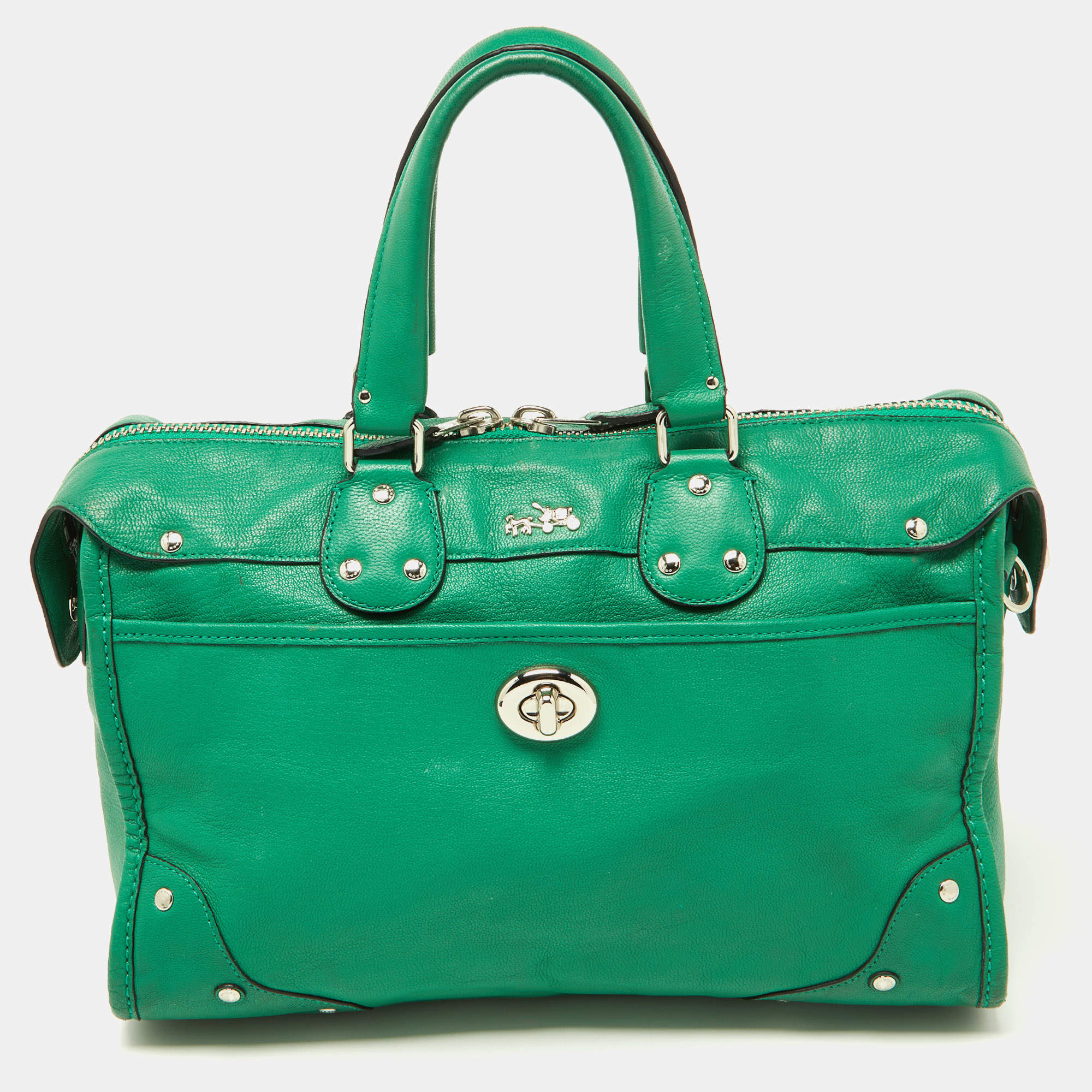 Pre Owned Coach Green Leather Rhyder Satchel