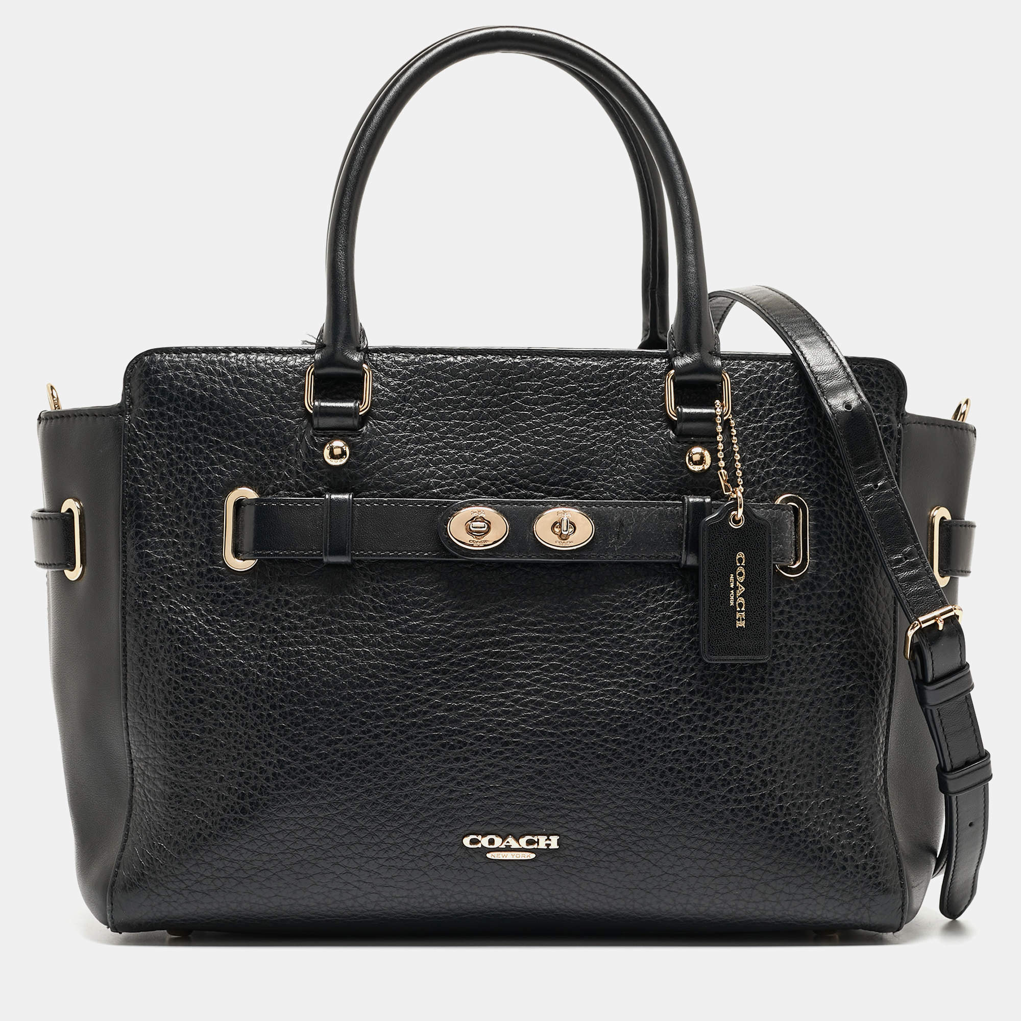Pre Owned Coach Black Pebbled Leather Blake Carryall Tote