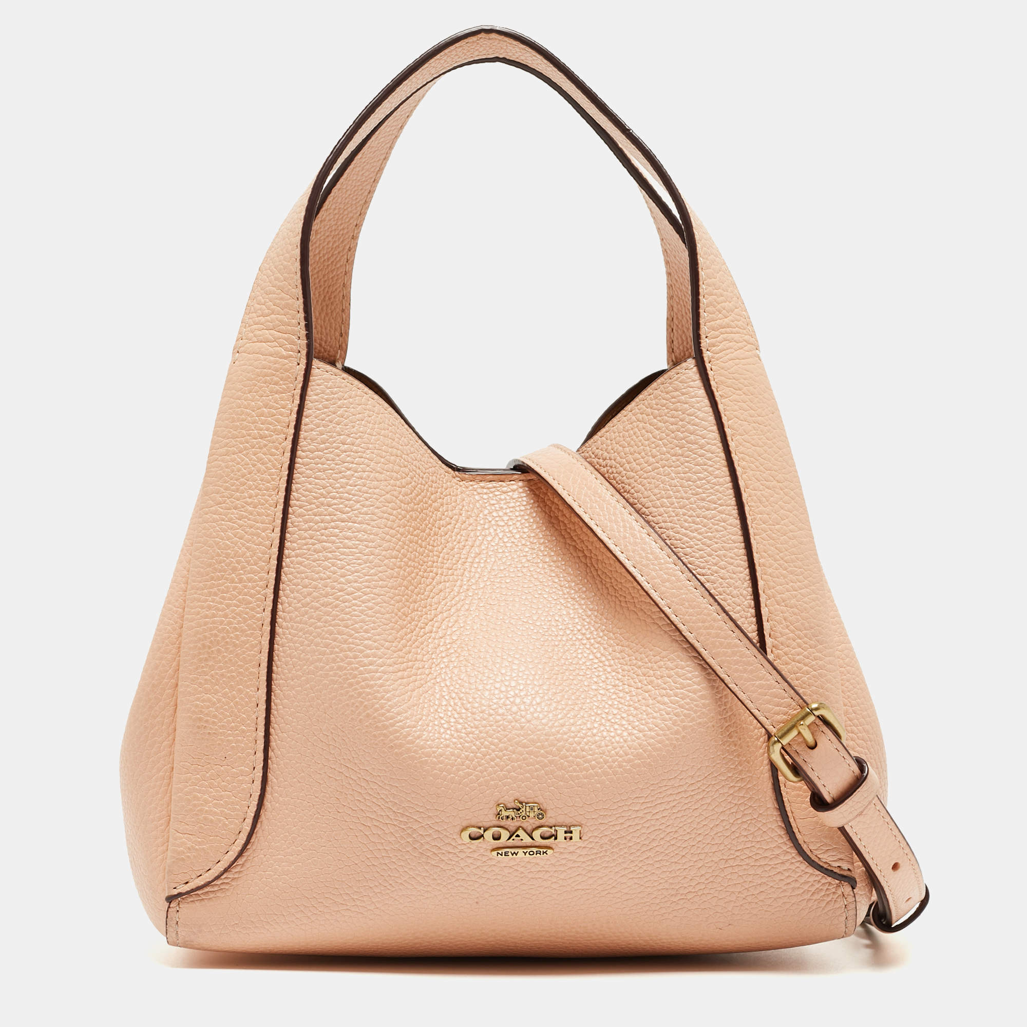 Pre Owned Coach Orange Pebbled Leather Hadley 21 Hobo