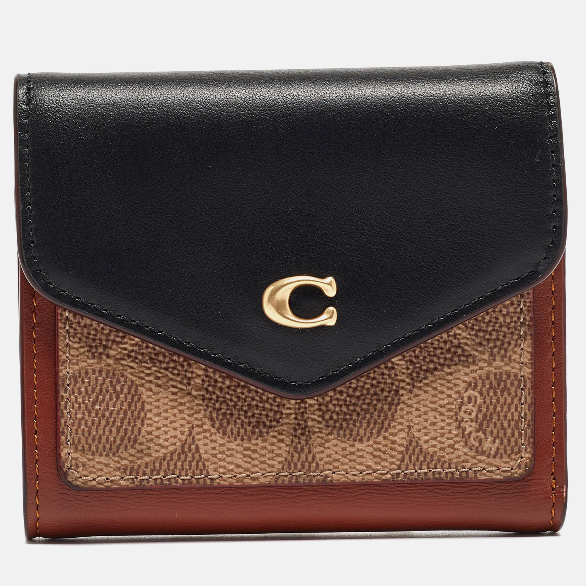 Coach Tricolor Signature Coated Canvas and Leather Small Wyn Wallet