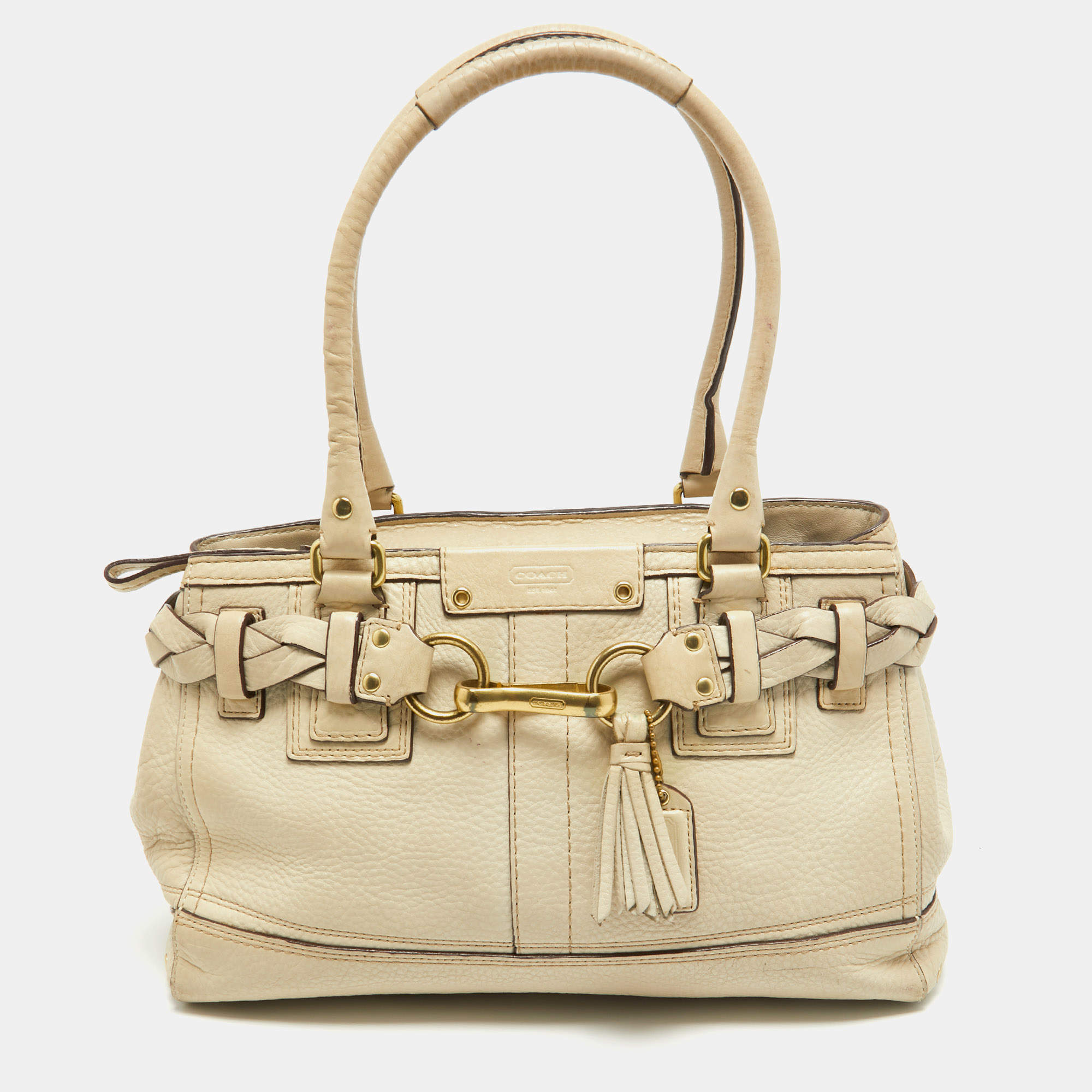 Coach Off White Leather Hampton Tote Coach TLC