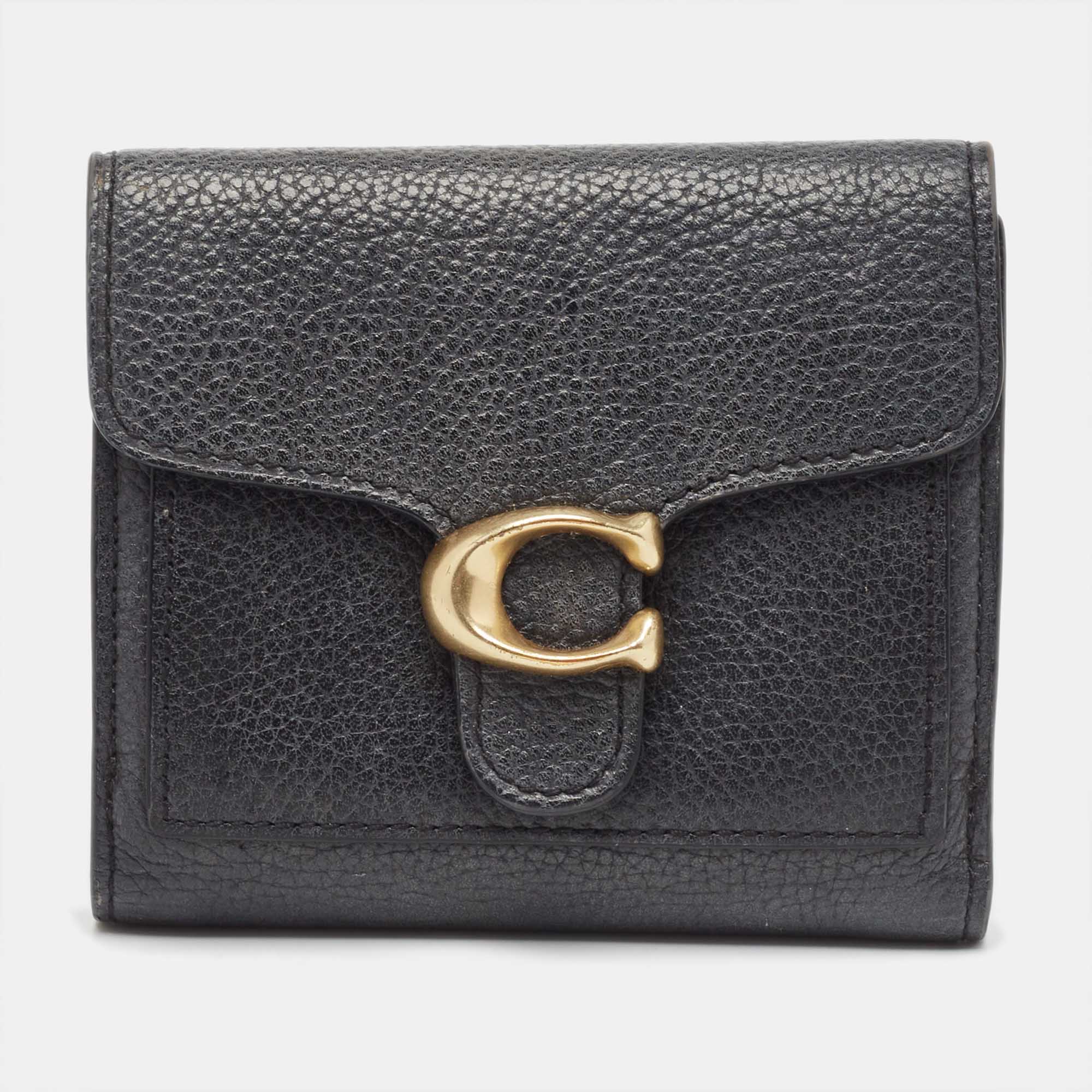 Coach Black Leather Tabby Compact Wallet