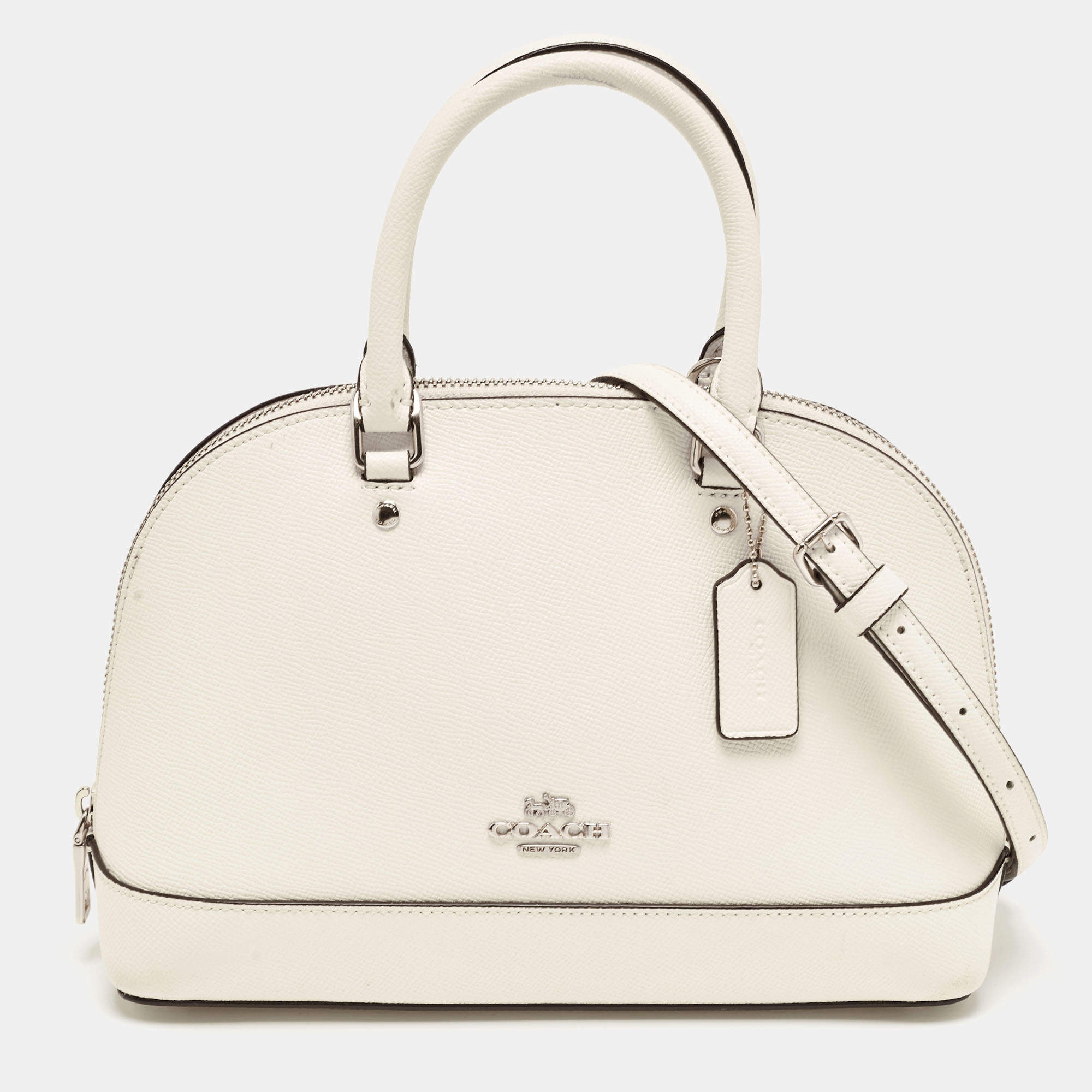 Pre Owned Coach Off White Leather Mini Sierra Satchel
