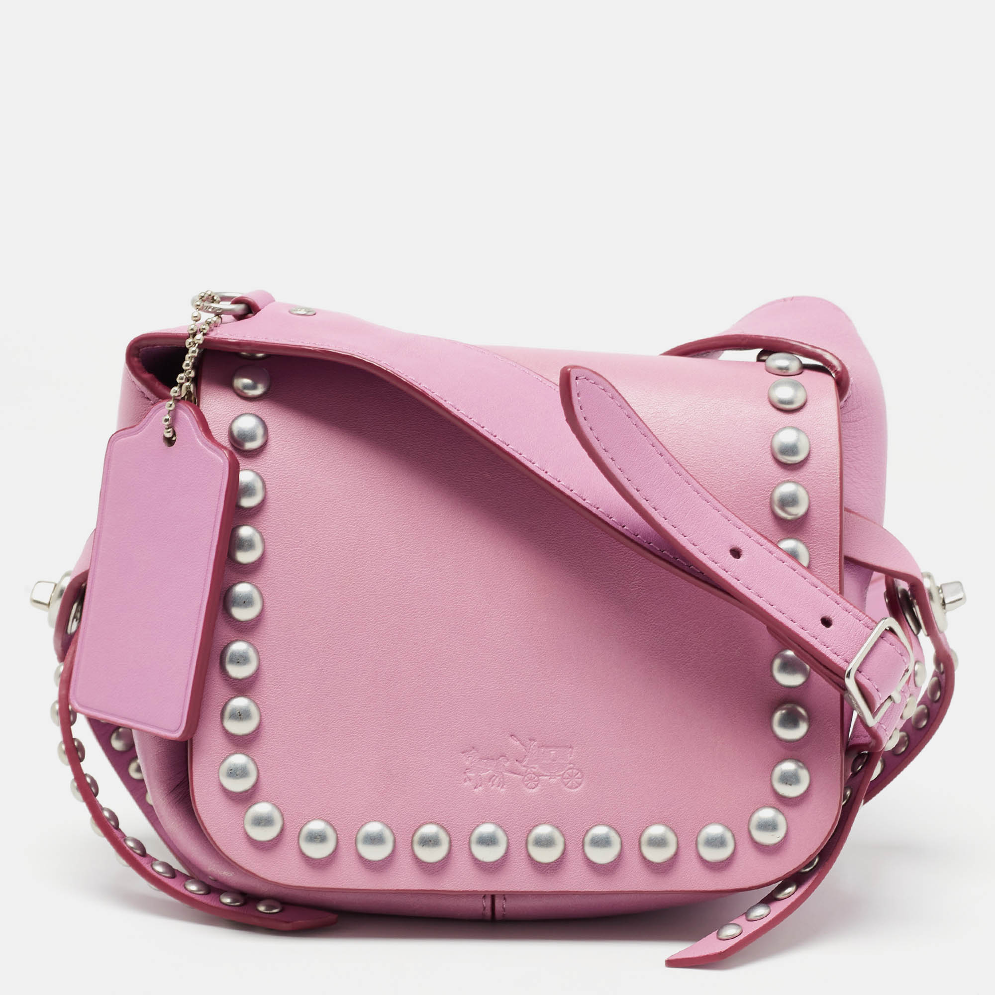 Coach Pink Leather Rivet Dakotah Crossbody Bag