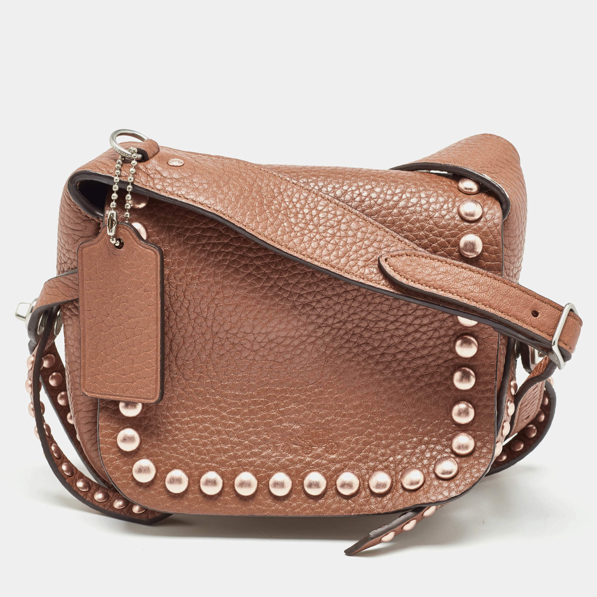 Coach Brown Leather Rivets Dakotah Crossbody Bag