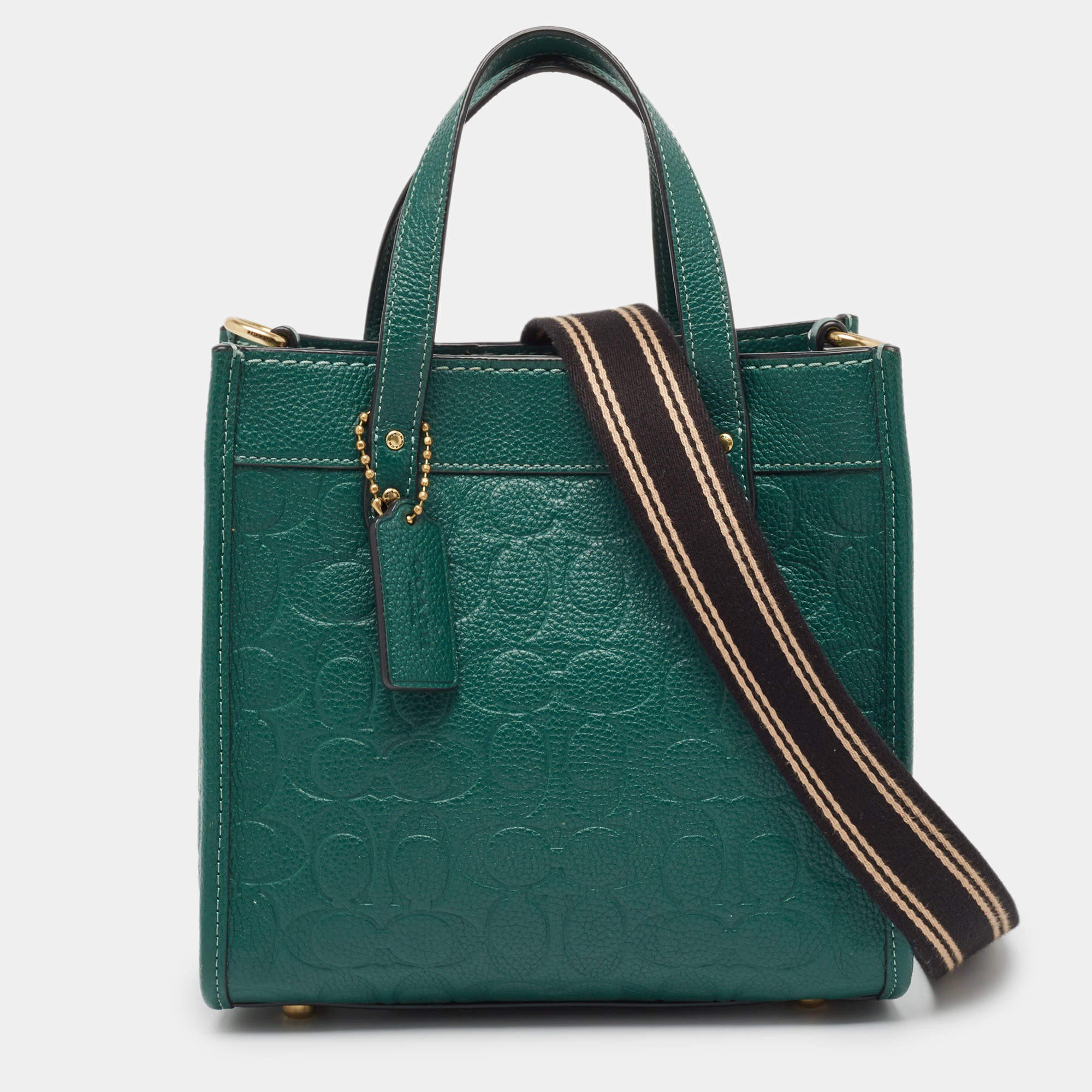 Coach Green Signature Embossed Leather Field Tote
