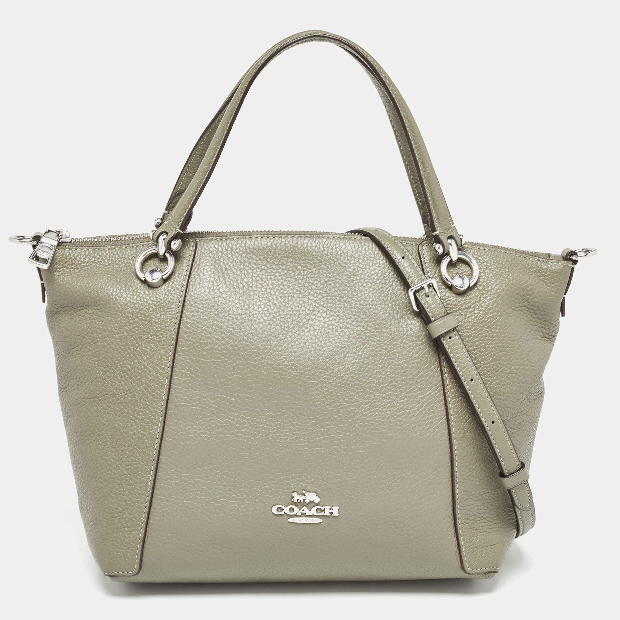 Pre Owned Coach Green Leather Kacey Satchel