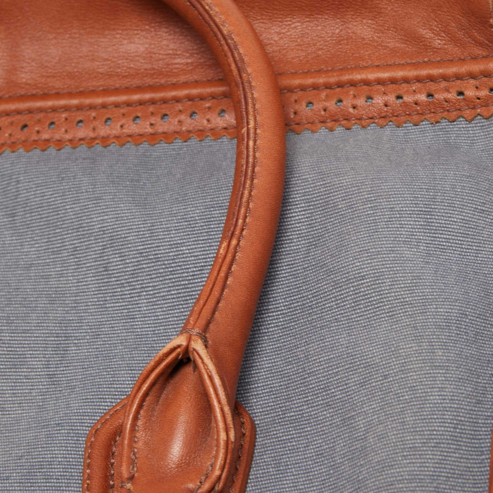 Cole Haan Blue/Tan Denim and Leather Flap Brooke Tote Cole Haan