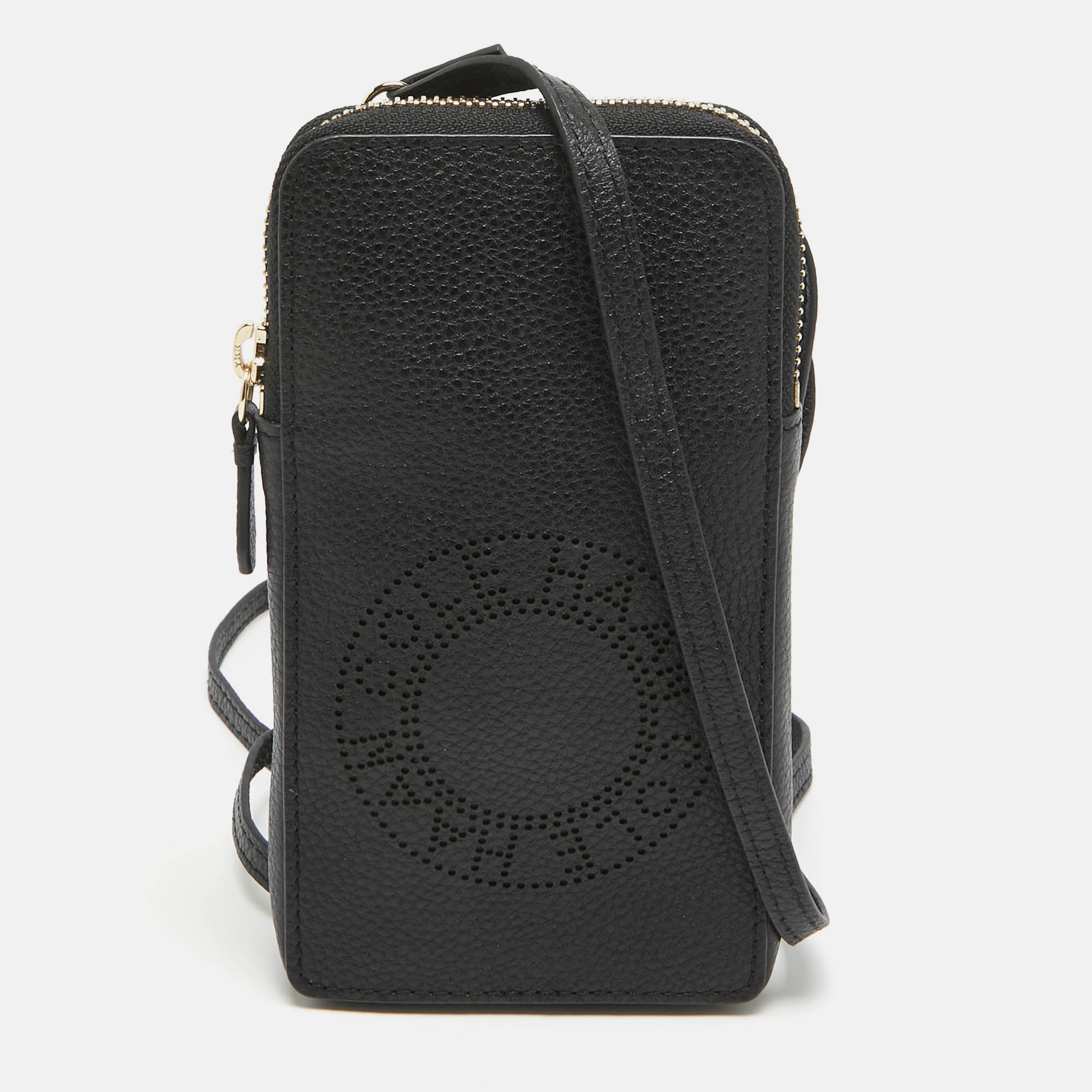 Cole Haan Black Leather Phone Holder Crossbody Bag