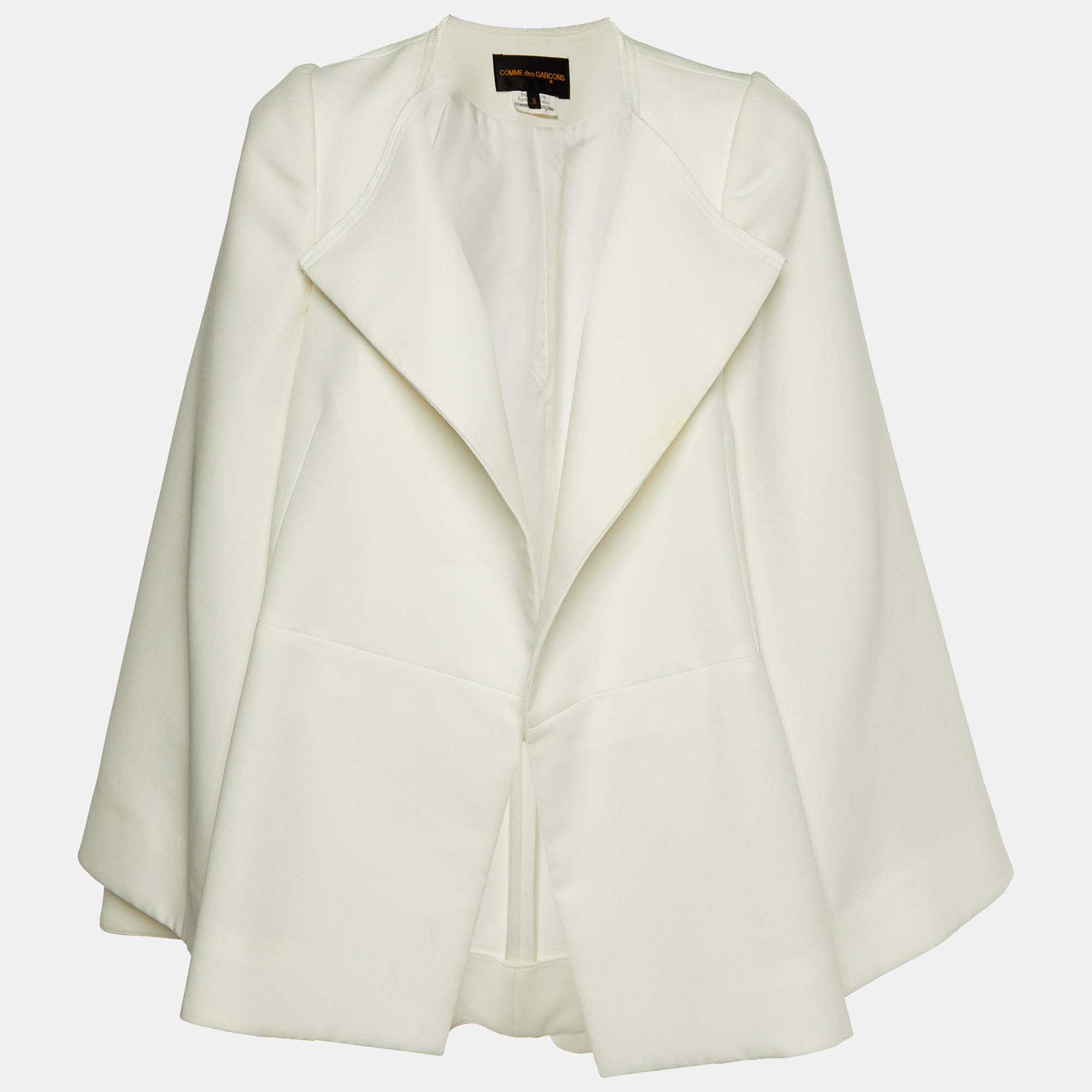 Comme des Garcons  White Crepe Oversized Open Jacket S