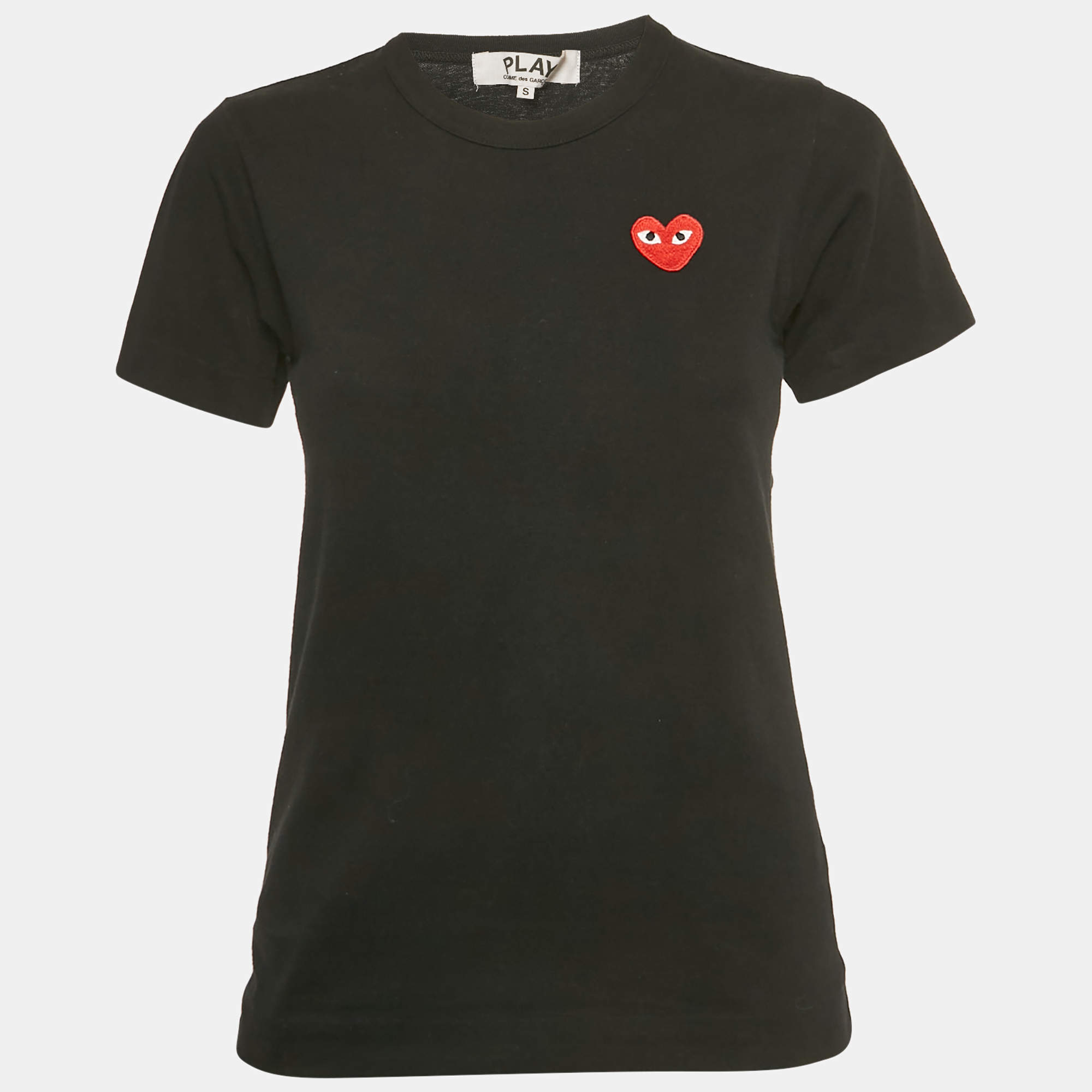 Pre Owned Comme des Garcons Play Black Cotton Play Heart Patched T-Shirt S