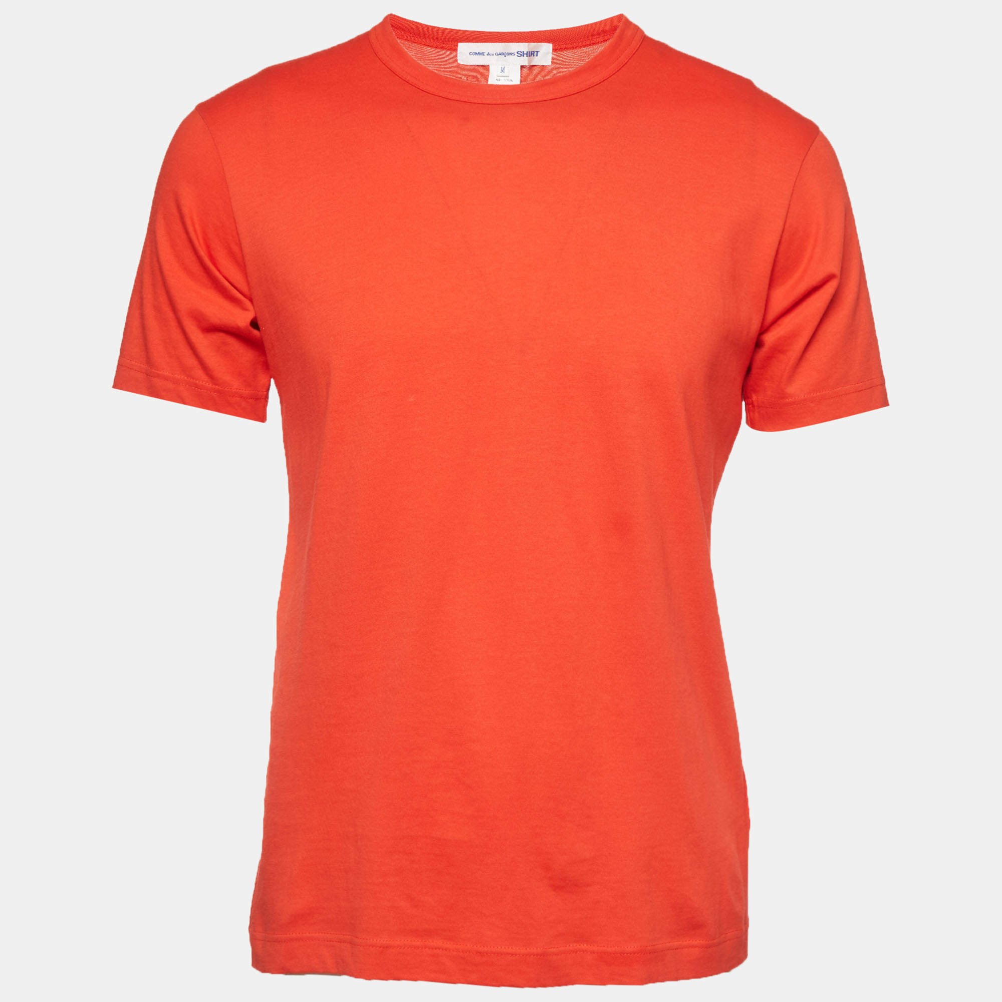 Pre Owned Comme des Garcons Red Jersey Short Sleeve Crewneck T-Shirt M 