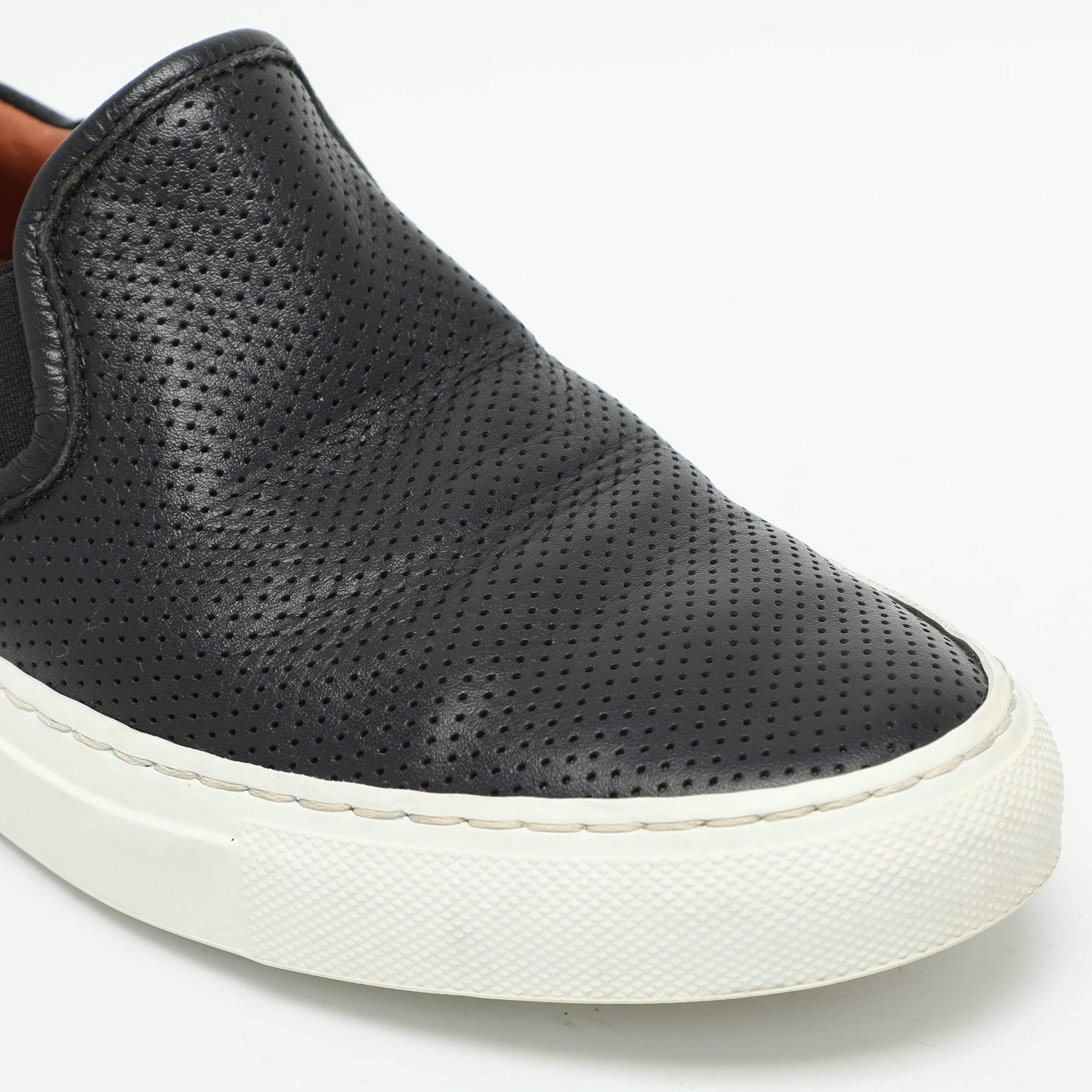 Common Projects Black Perforated Leather Slip On Sneakers Size 35