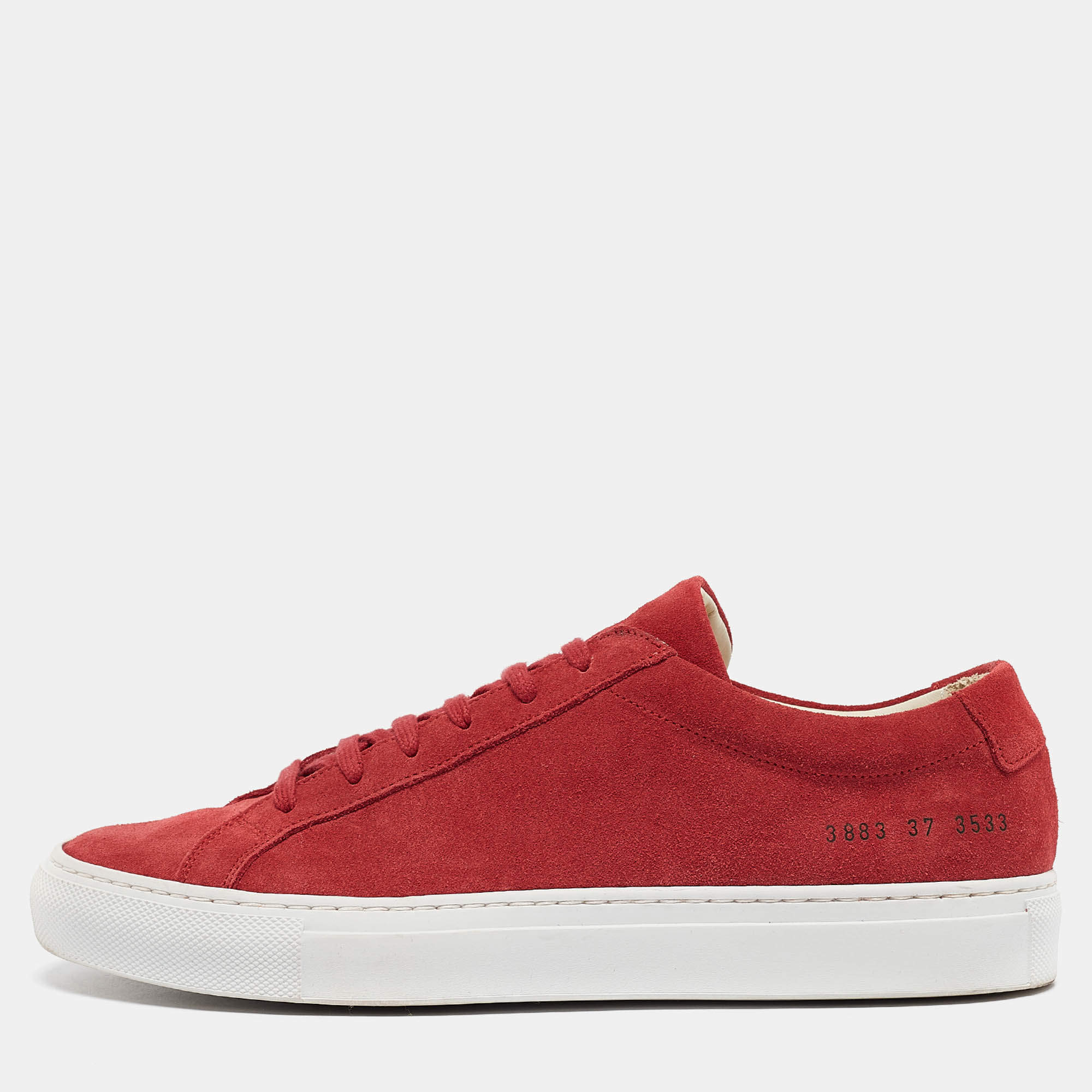 Common projects red suede on sale