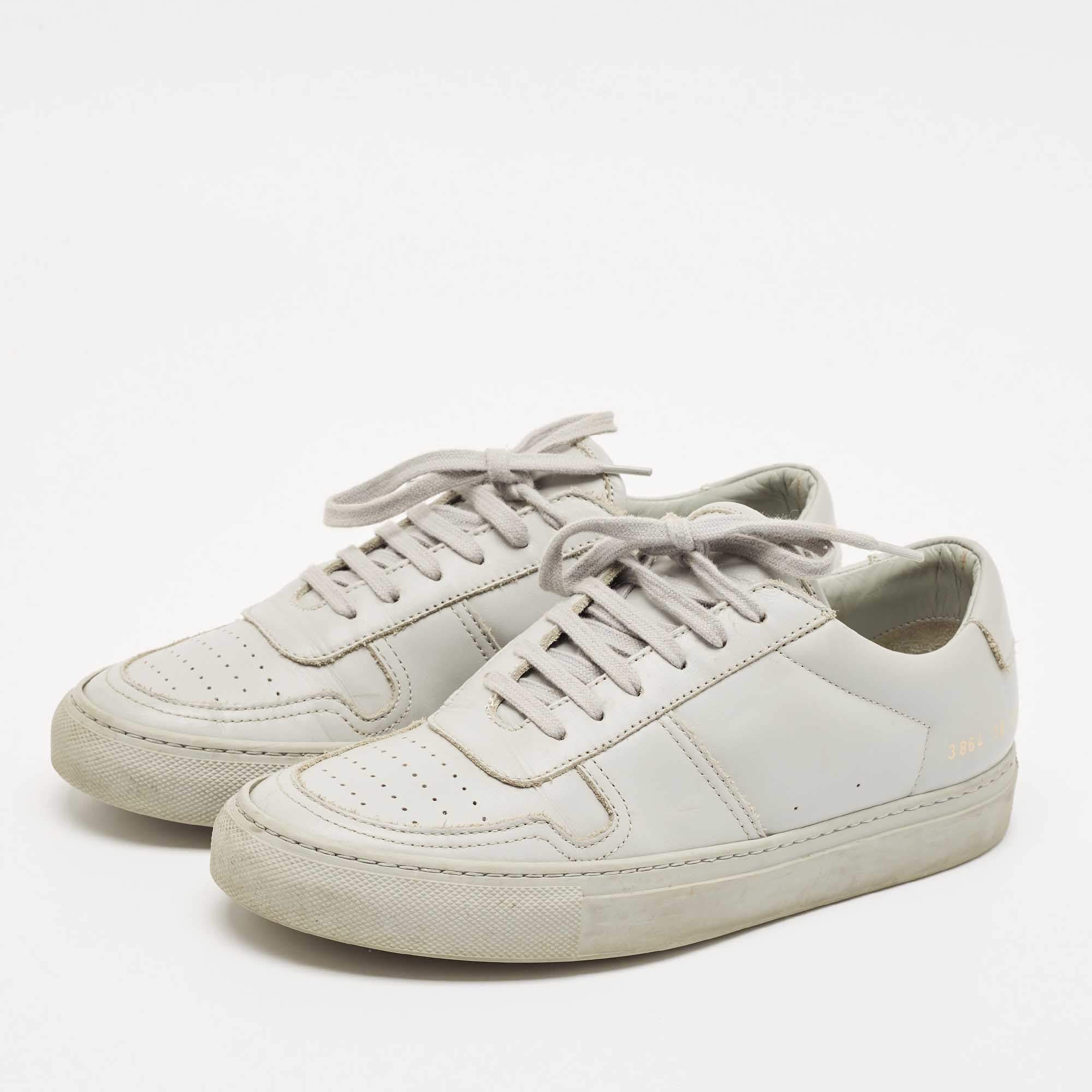 Common Projects White Leather Achilles Low Top Sneakers Size 37