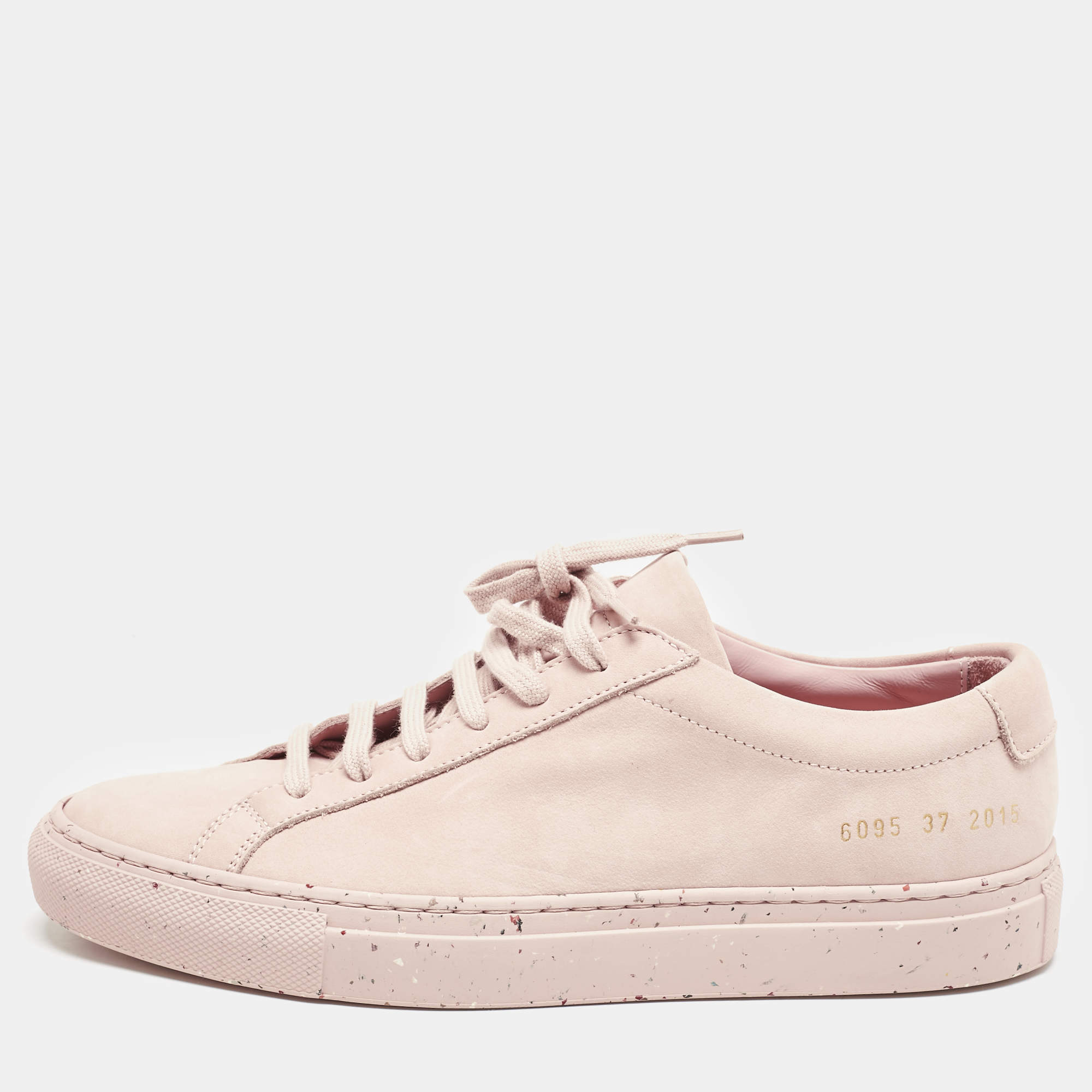 Common Projects Blush Pink Nubuck Leather Achilles Low Top Sneakers Size 37