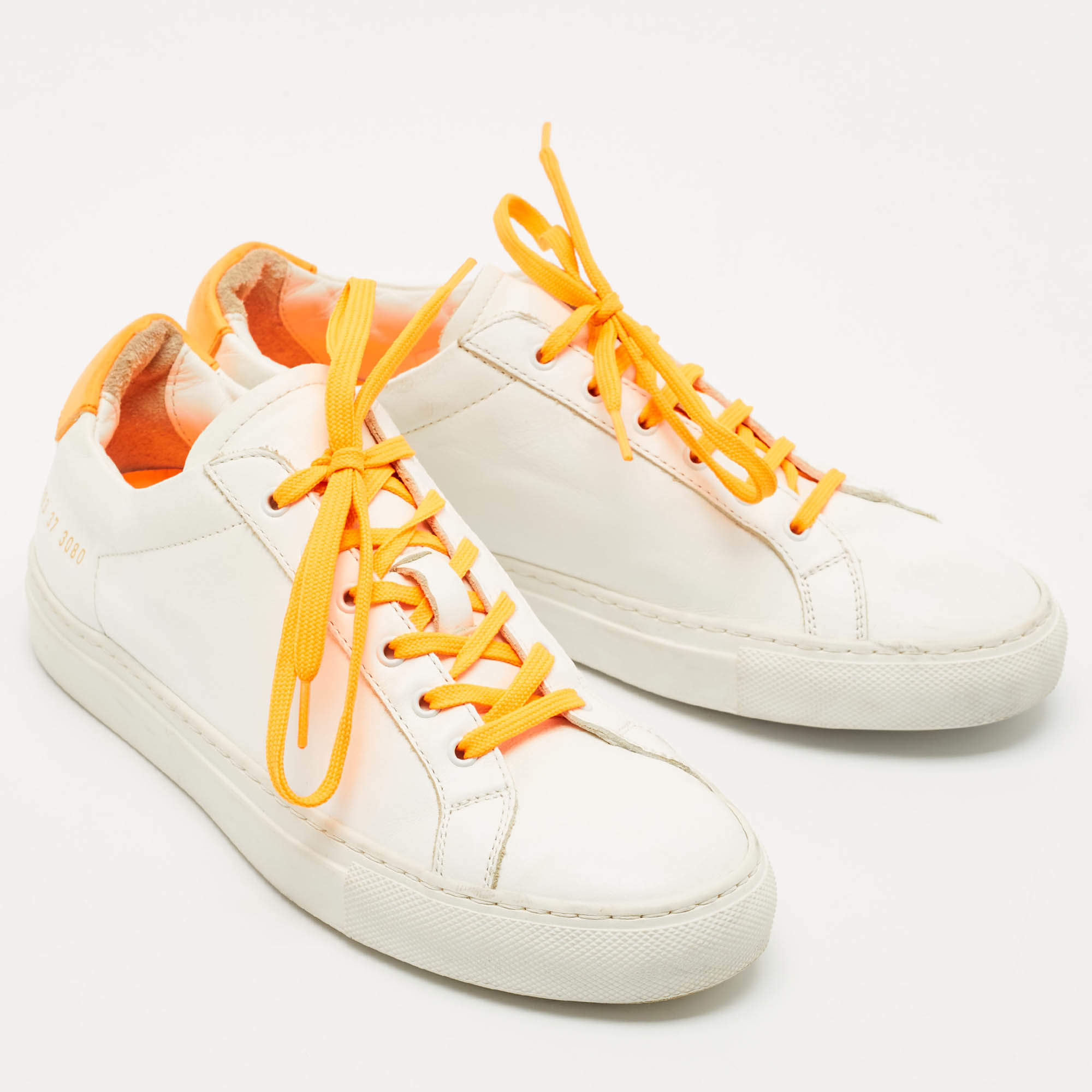 Common Projects White Leather Achilles Low Top Sneakers Size 37