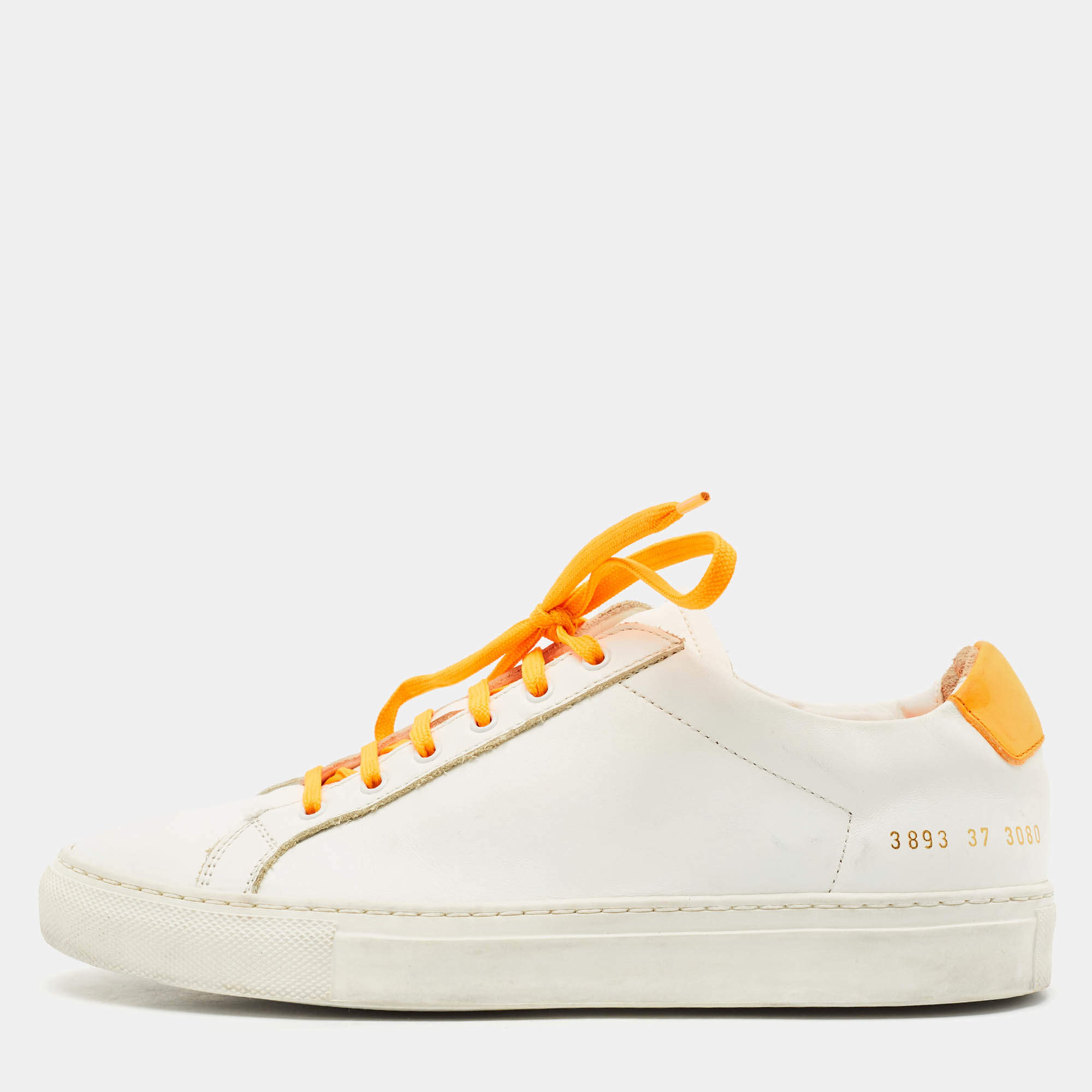Common Projects White Leather Achilles Low Top Sneakers Size