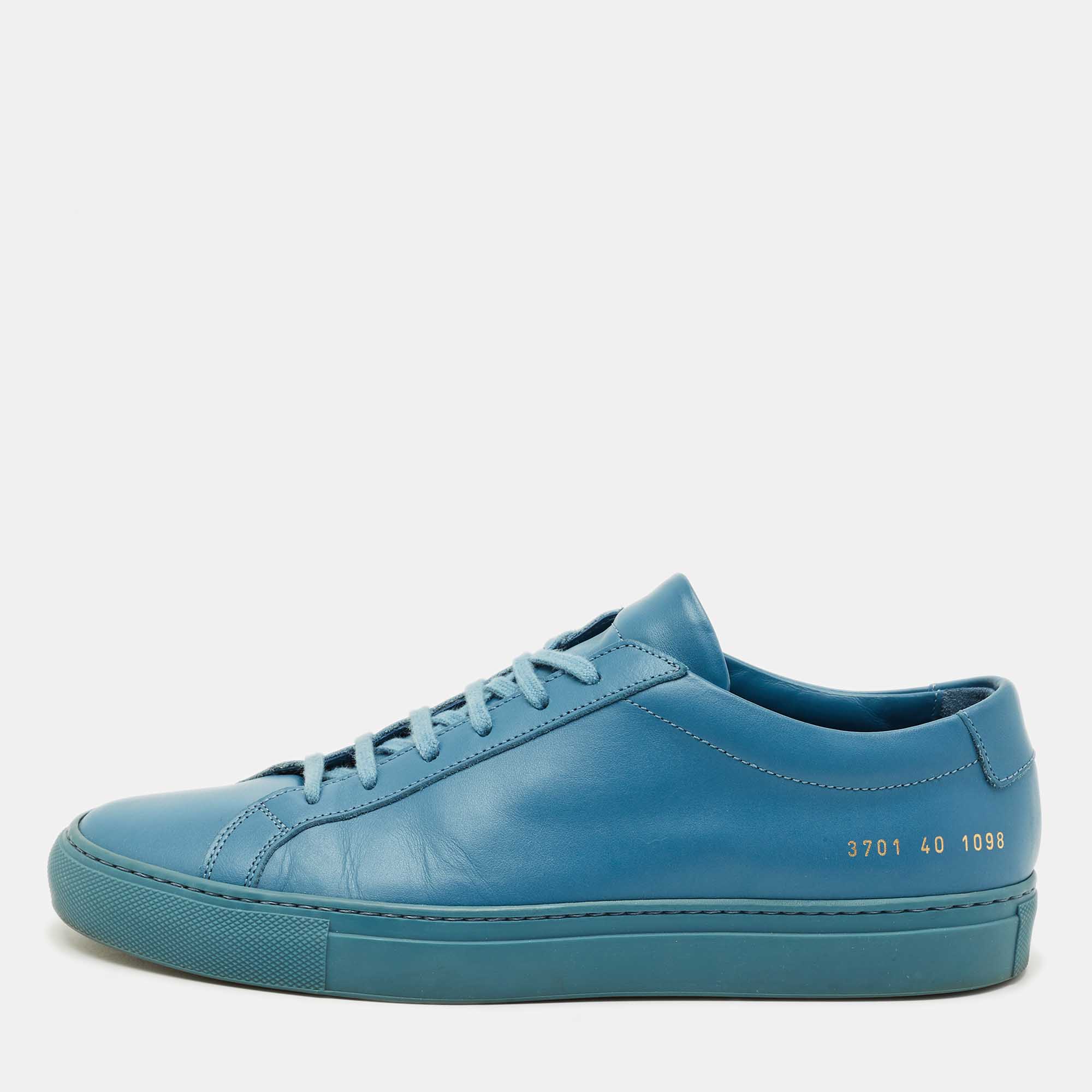 Pre Owned Common Projects Blue Leather Achilles Low Top Sneakers Size 40