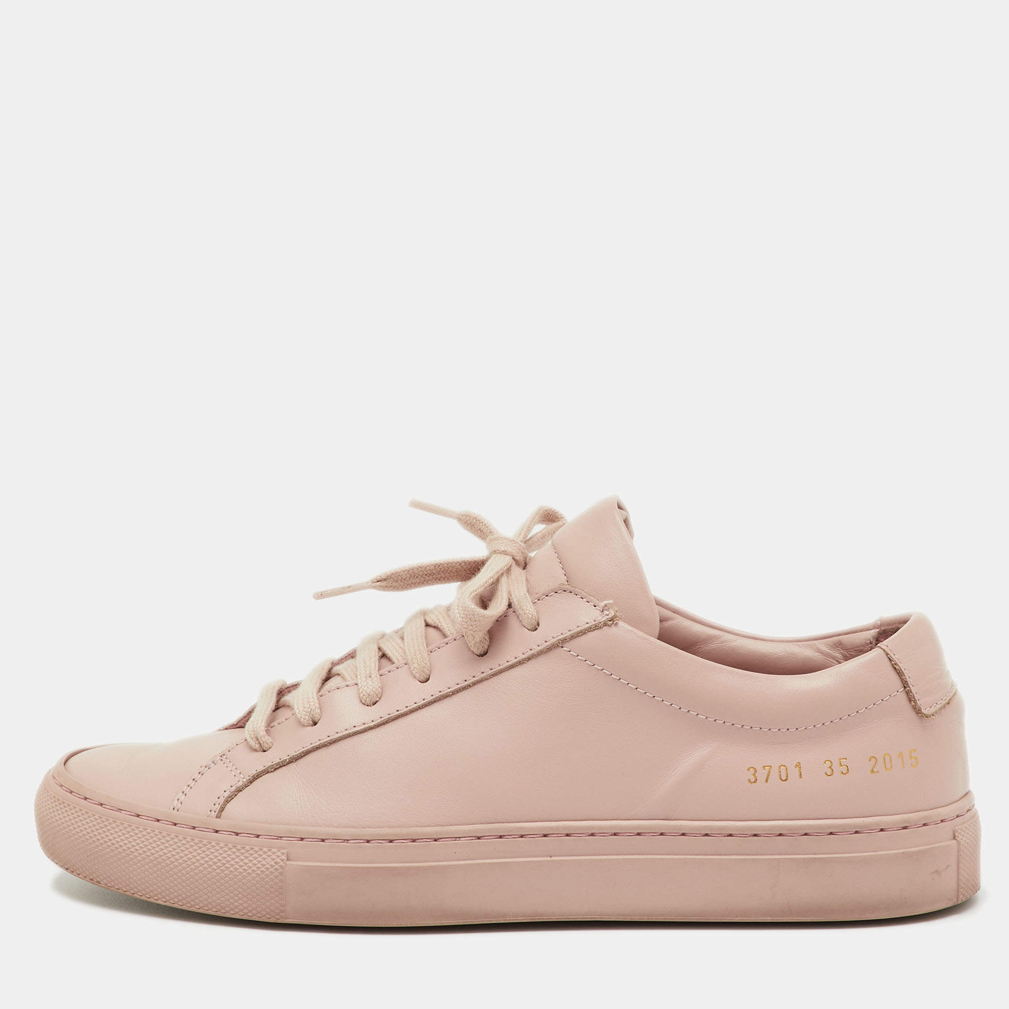 Pre Owned Common Projects Pink Leather Achilles Low Top Sneakers Size 35