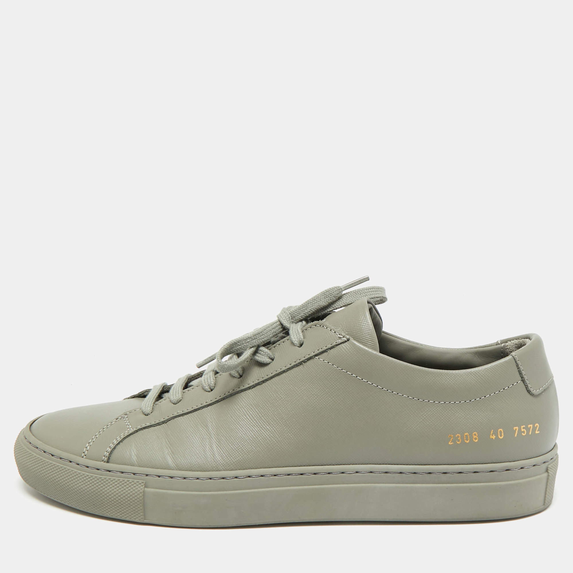 Pre Owned Common Projects Achilles Size 40 Grey Leather Low Top Sneakers