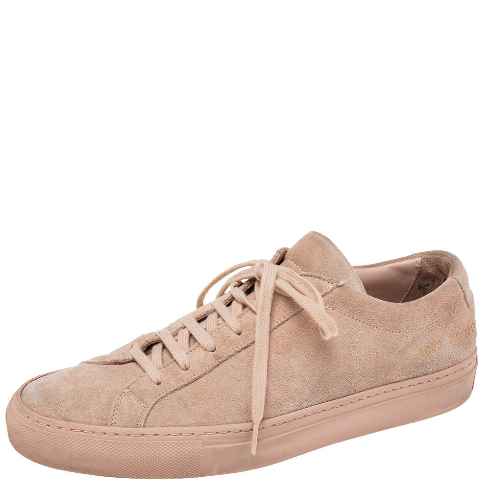 Common Projects Pink Suede  Achilles Lace Up Sneaker Size 38