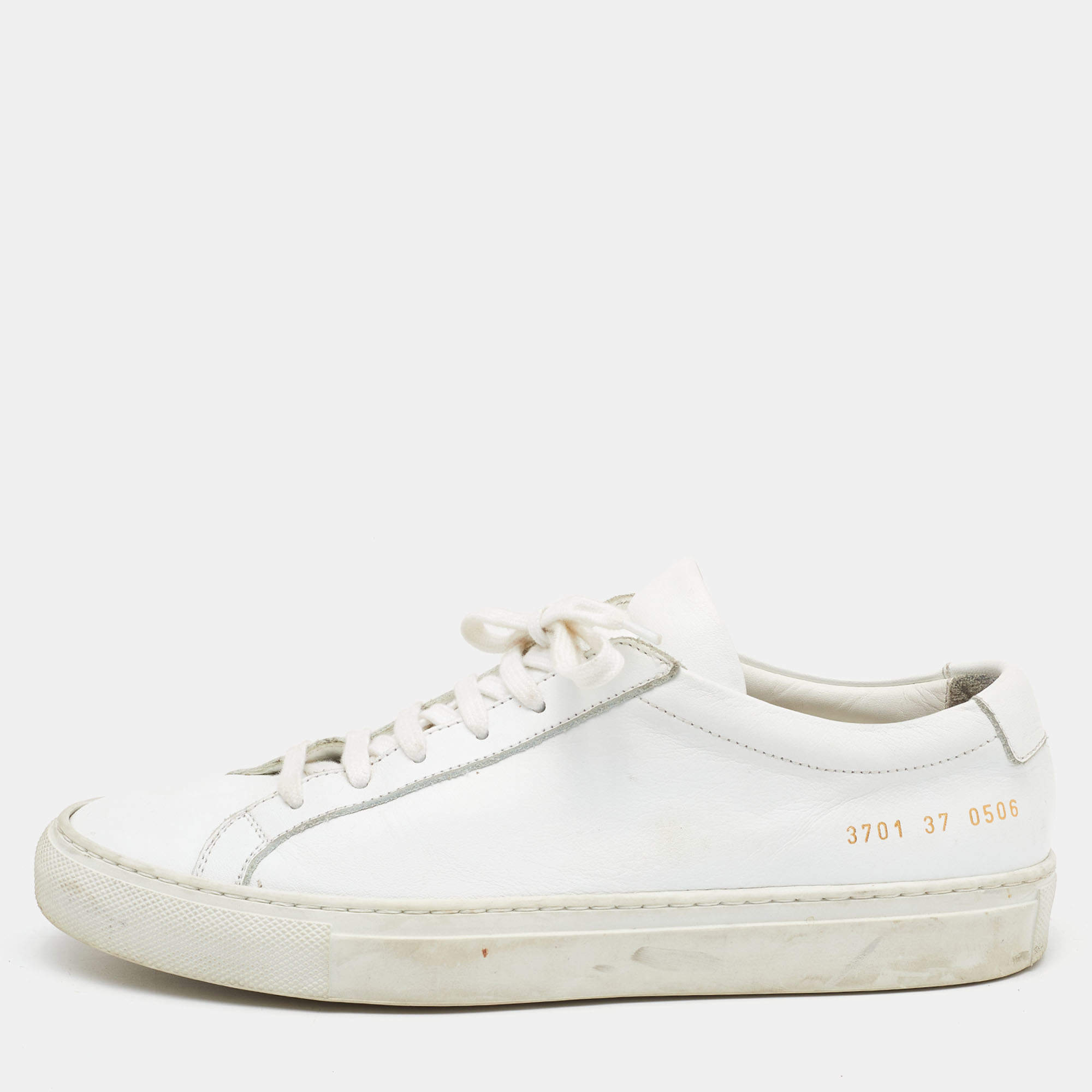 Common Projects White Leather Achilles Low Top Sneakers Size 37