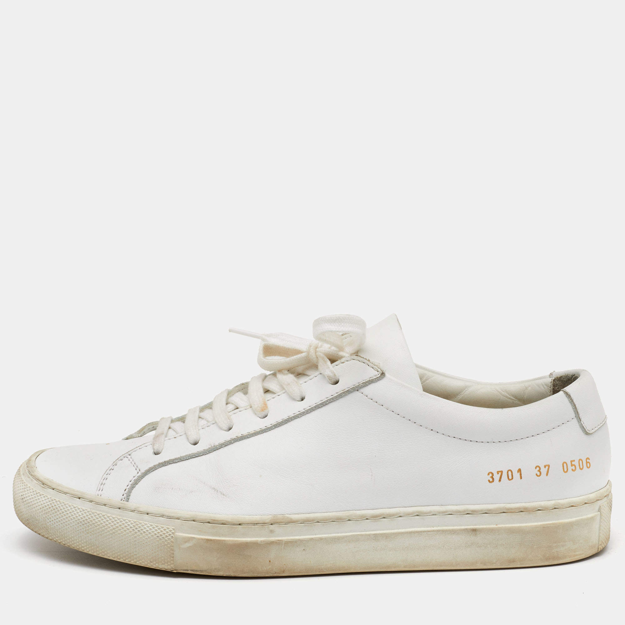 Common Projects White Leather Achilles Low Top Sneakers Size 37