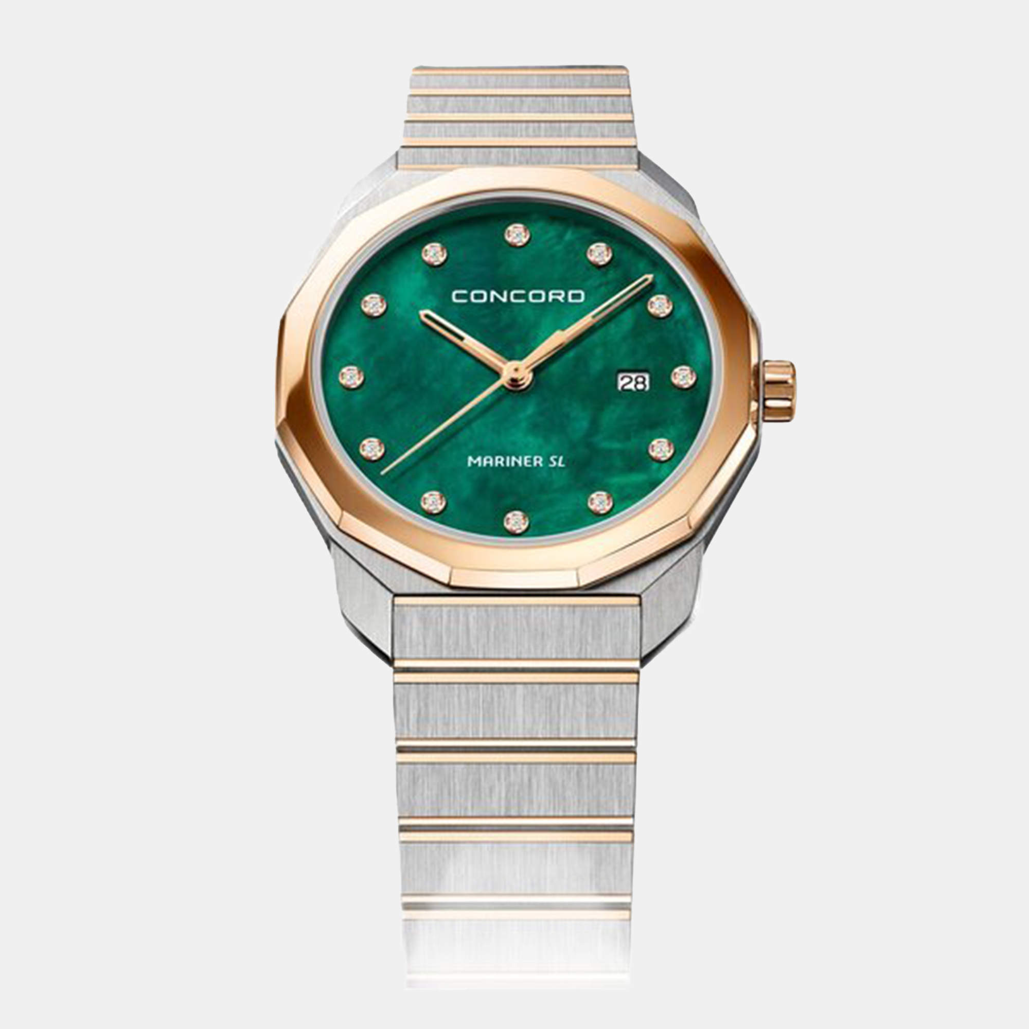 Pre Owned Concord Green MOP Stainless Steel Mariner SL 0320541 Quartz Women's Wristwatch 30 mm