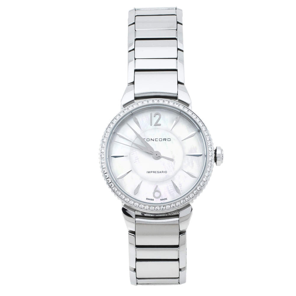 Concord Mother Of Pearl Stainless Steel Diamond Impresario CC.06.3.14.1120S Women's Wristwatch 32 mm