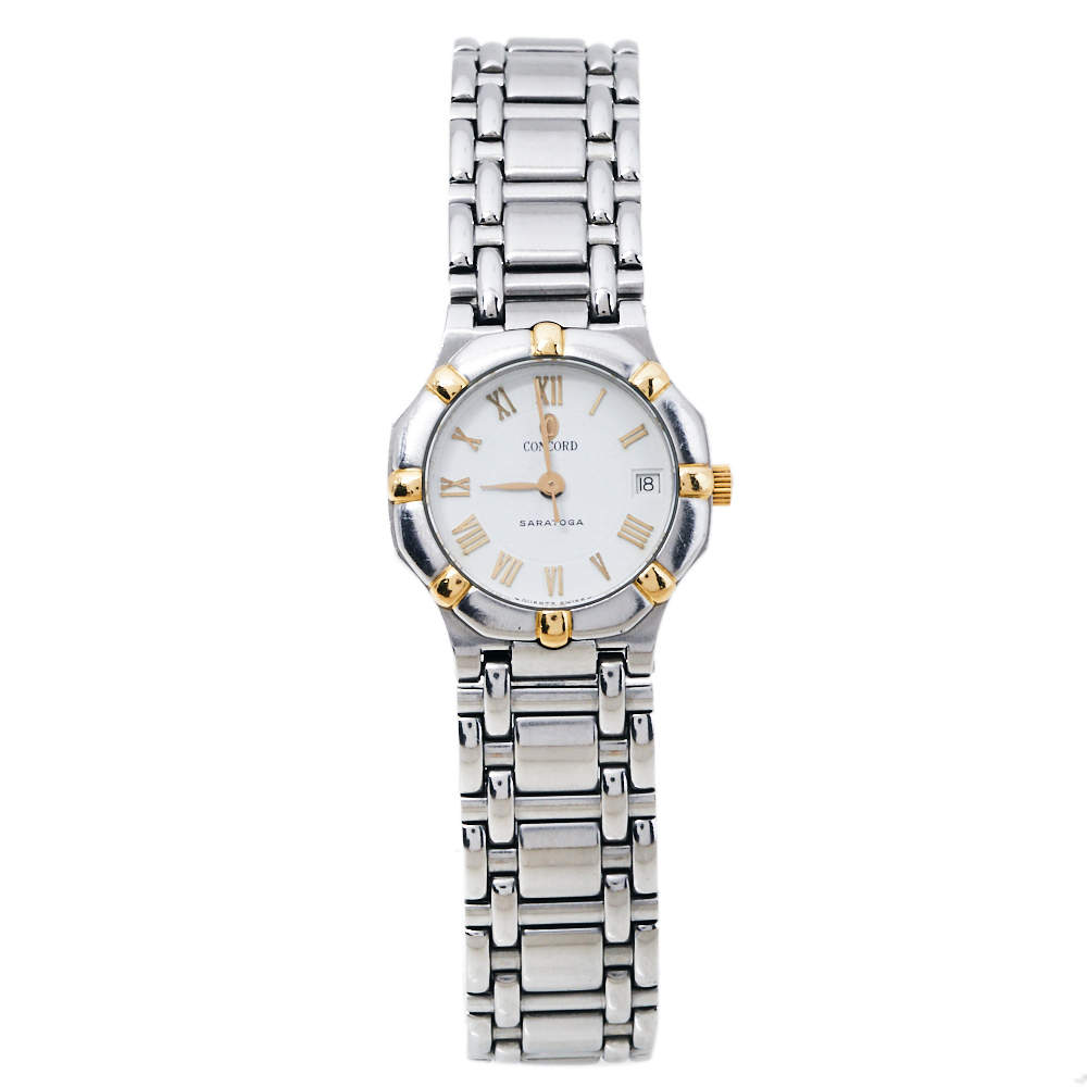 Concord White Two-Tone Stainless Steel Saratoga 115.73.287.G Women's Wristwatch 23 mm