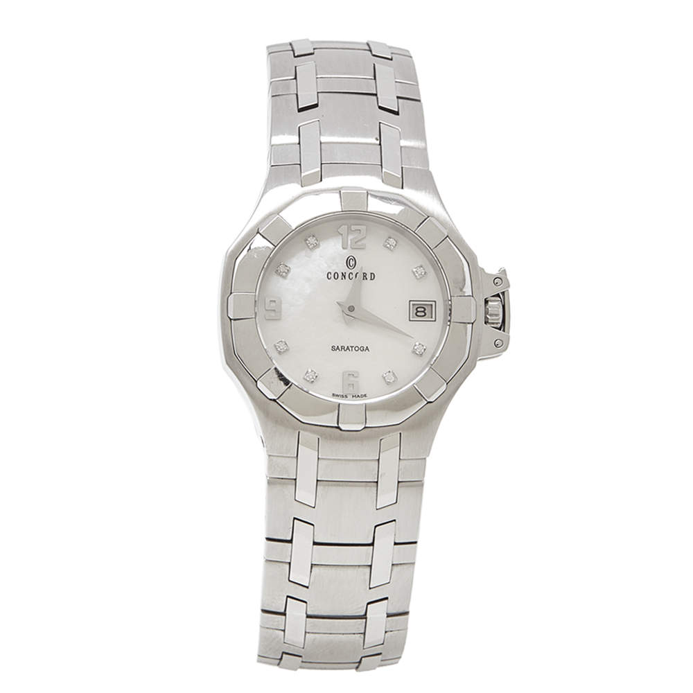 Pre Owned ساعة يد نسائية كونكورد ساراتوغا 14.E1.1855  ستانلس ستيل وألماس وصدف 28 مم 
