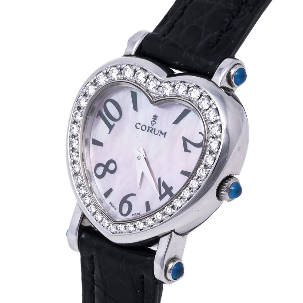 Corum Mother of Pearl Stainless Steel Diamonds Heart Beat 24.183