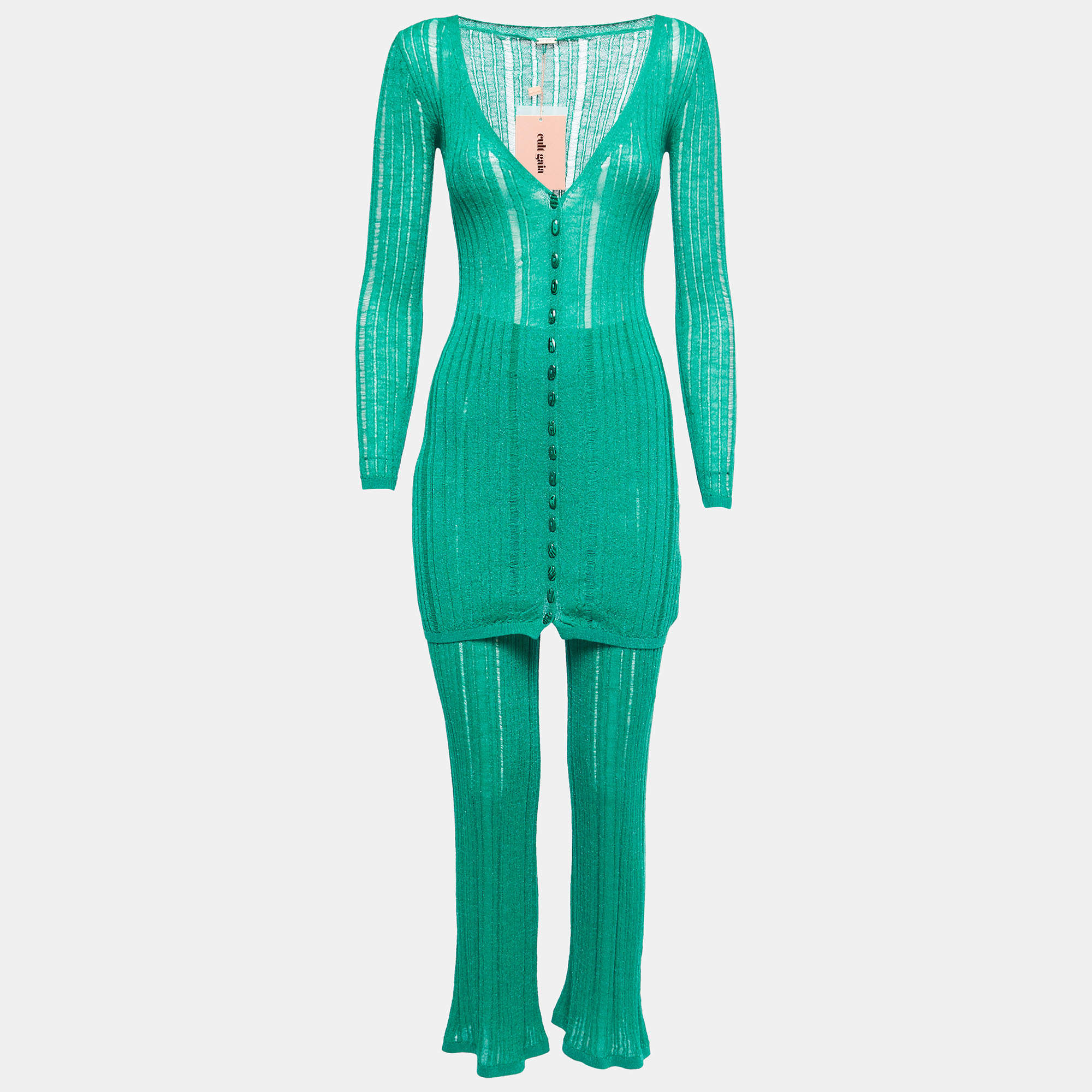 Cult Gaia Green Knit Top & Pants Set S/M