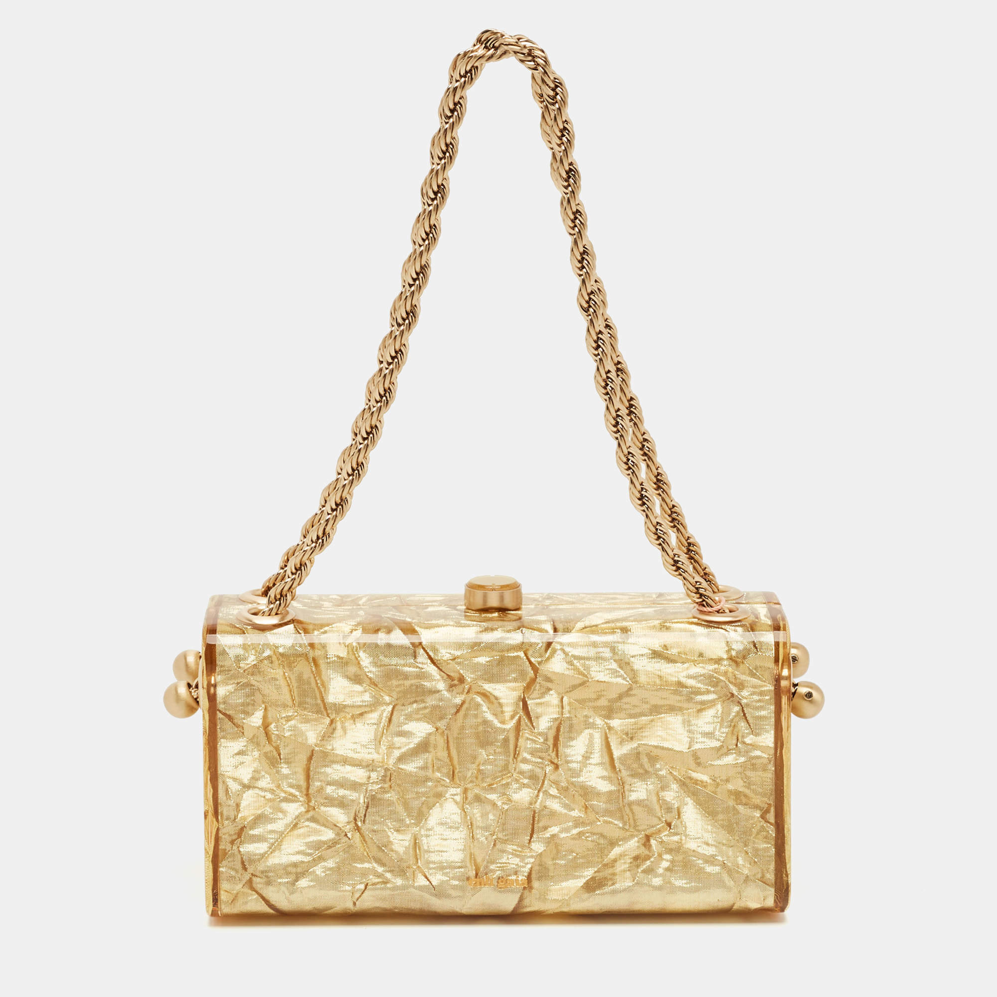 Pre Owned Cult Gaia Gold Acrylic Hajar Shoulder Bag