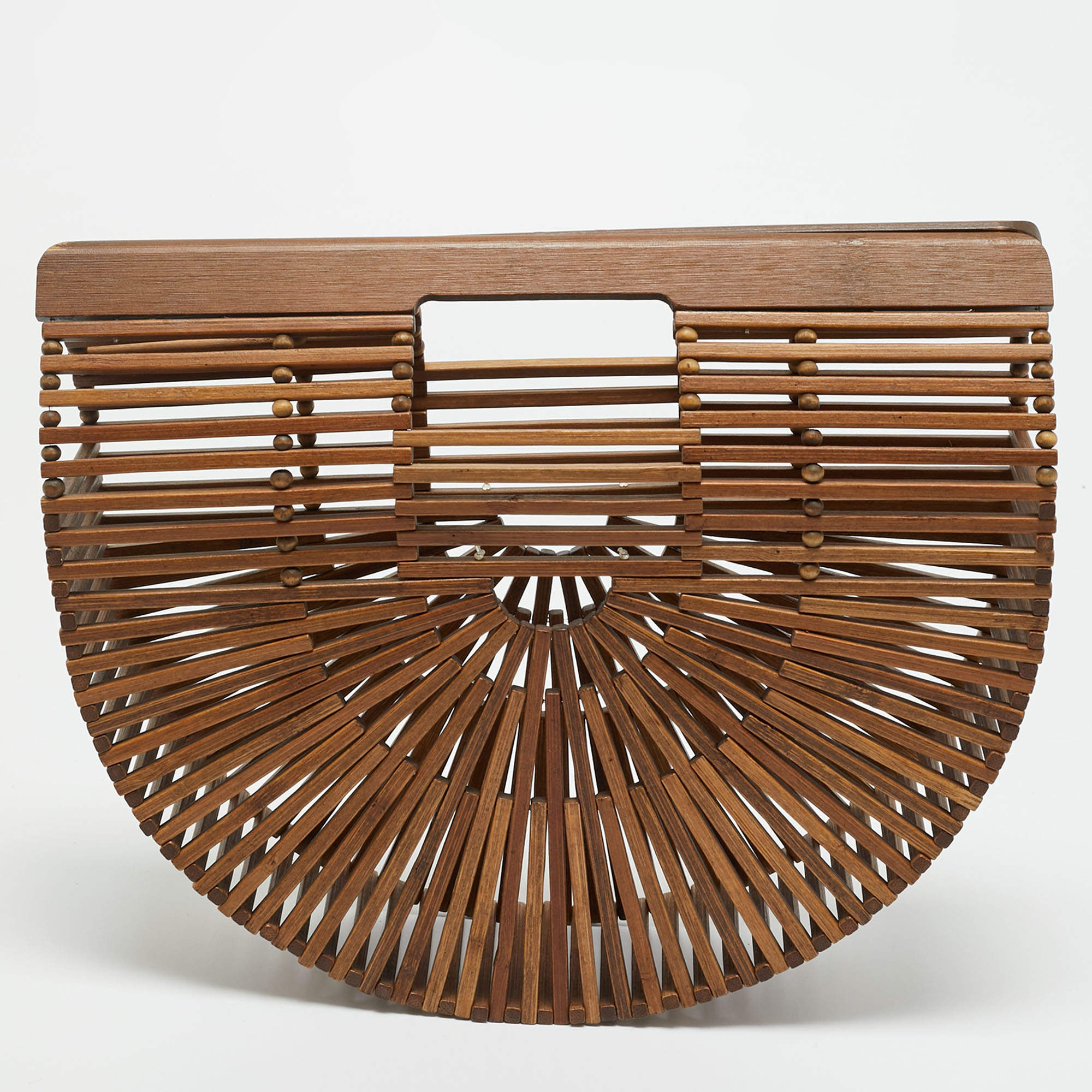 Pre Owned Cult Gaia Brown Bamboo Small Ark Clutch