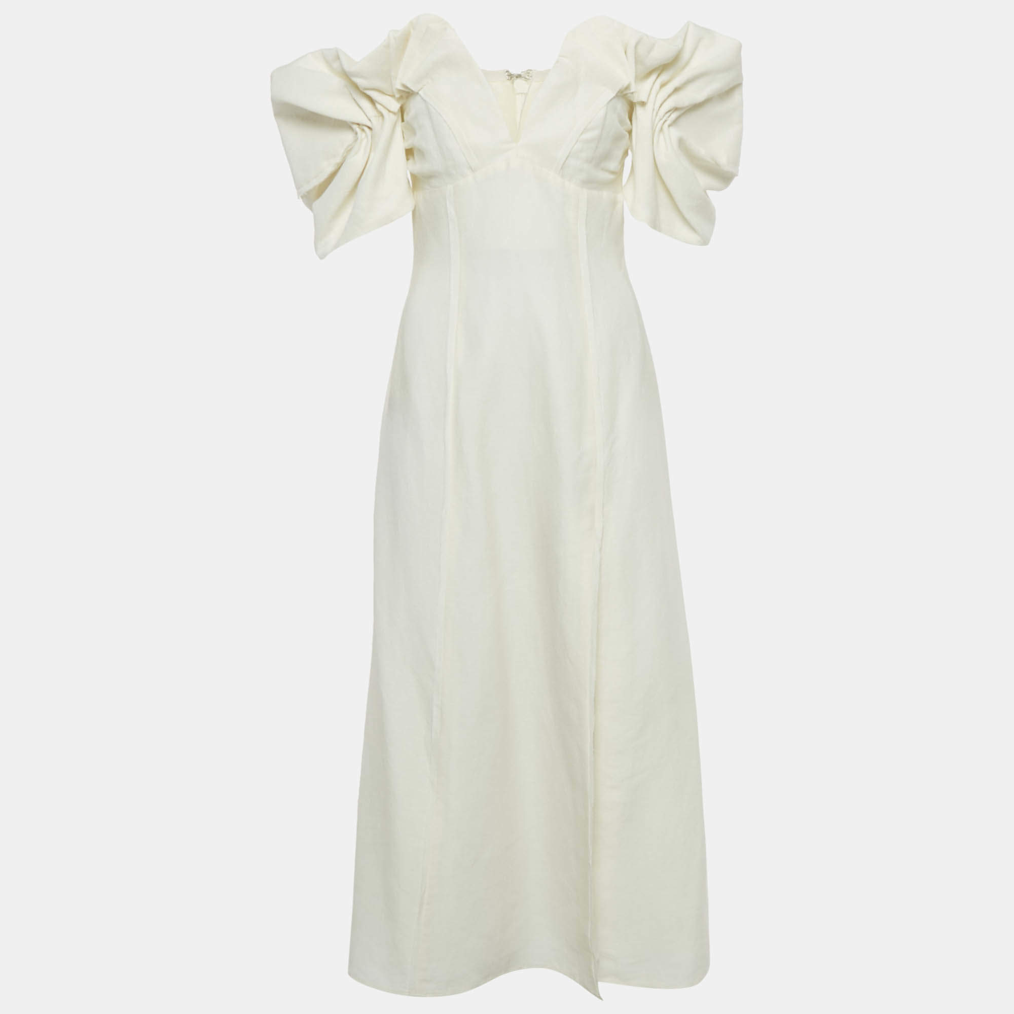 Pre Owned Cult Gaia Off-White Linen Blend Off-Shoulder Muna Long Dress S